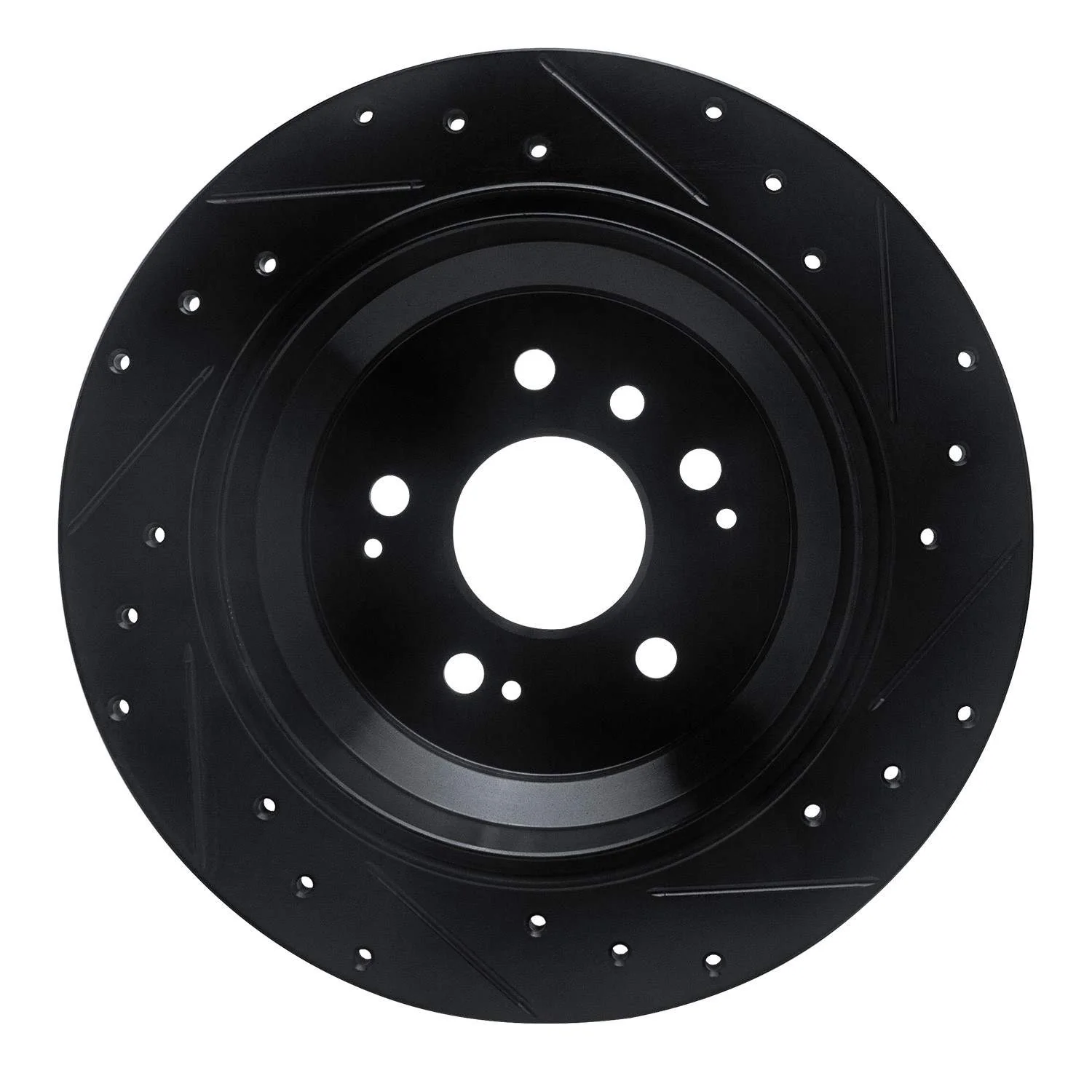 R1 Concepts 16-25 Honda Ridgeline Rear Left Drilled & Slotted Black Brake Rotor - Image 2