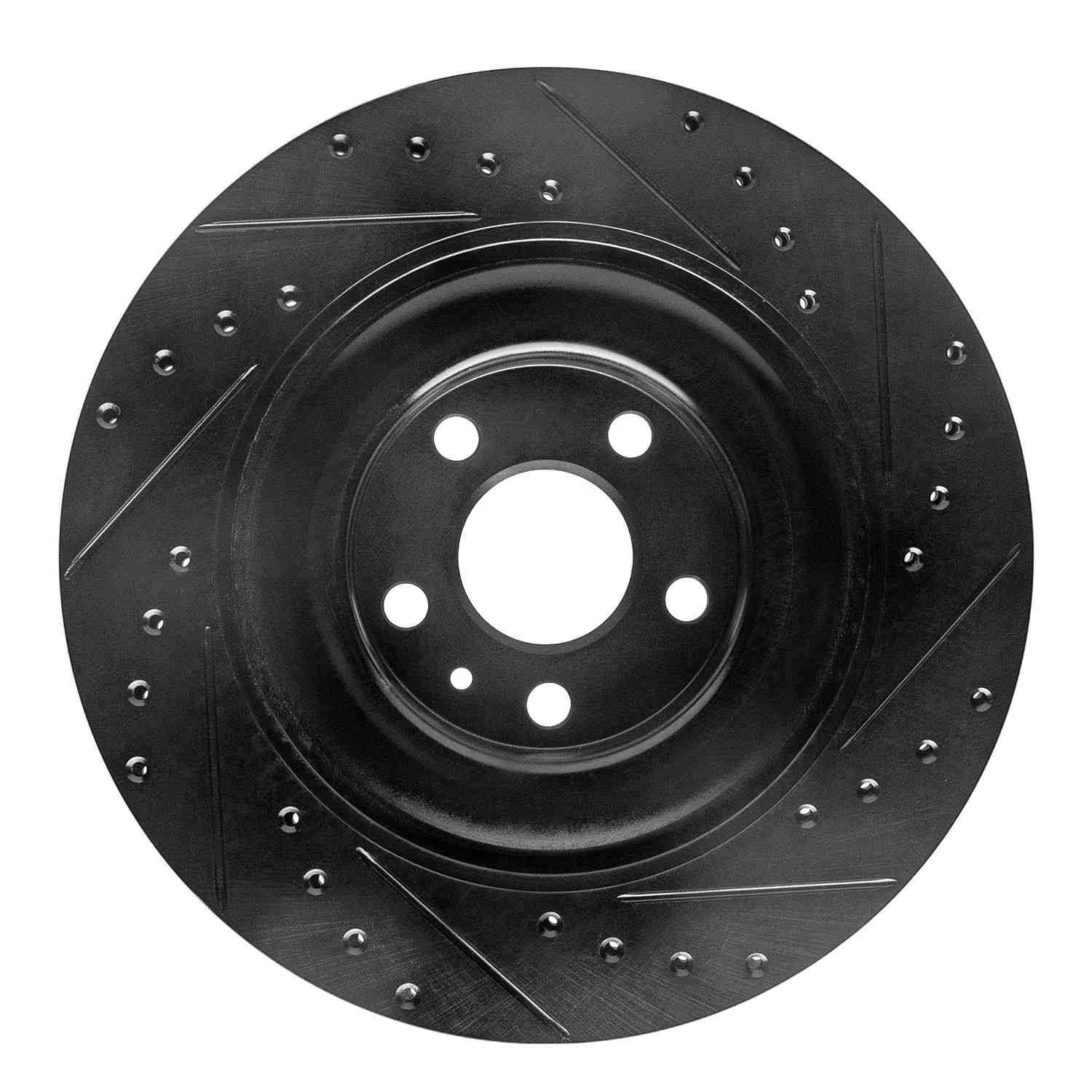 R1 Concepts 16-26 Polestar Polestar 2 Rear Left Drilled & Slotted Black Brake Rotor - Image 2