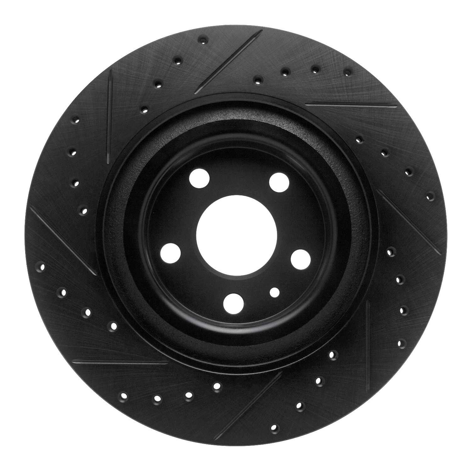 R1 Concepts 16-26 Volvo S60 Rear Right Drilled & Slotted Black Brake Rotor - Image 2