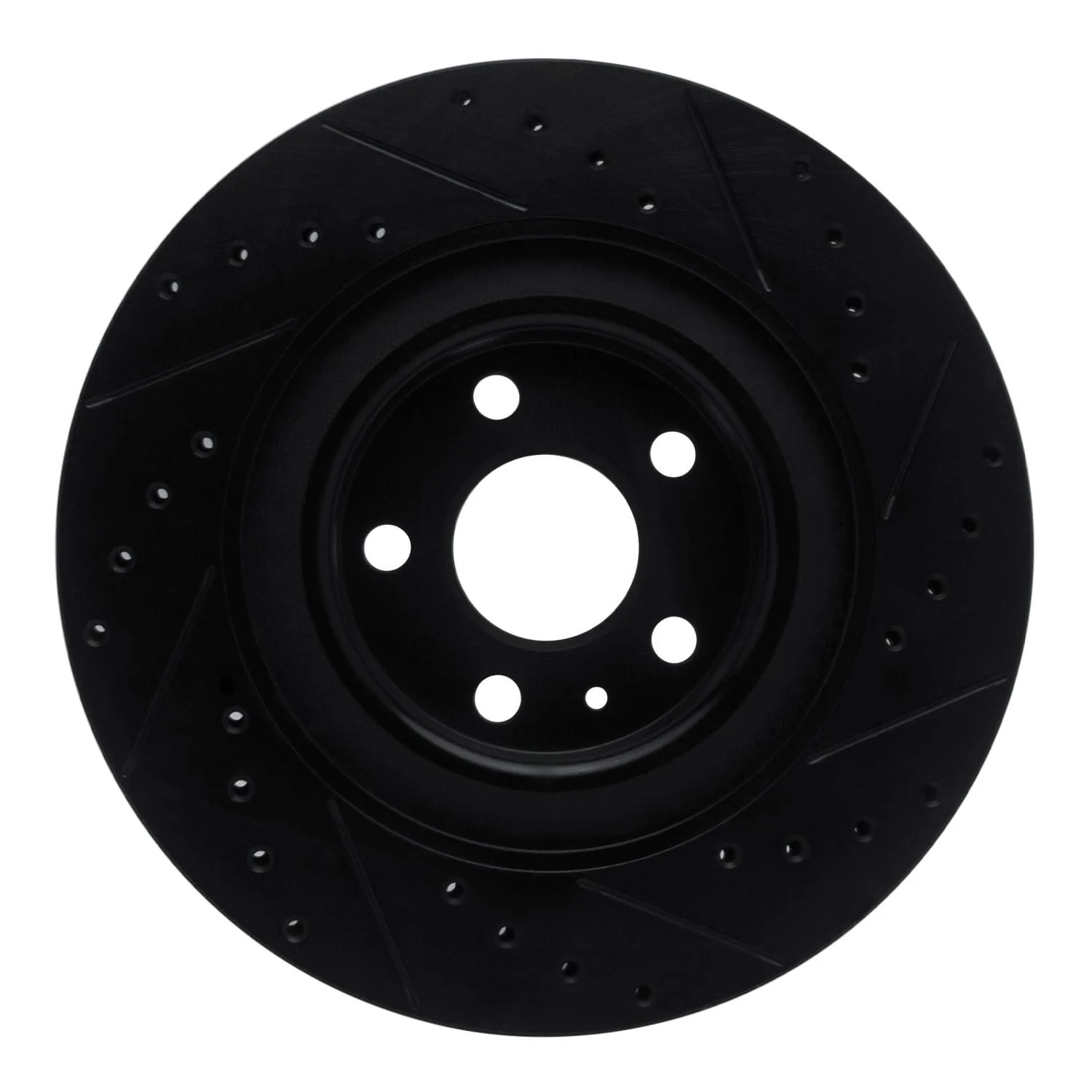 R1 Concepts 16-26 Volvo V90 Rear Left Drilled & Slotted Black Brake Rotor - Image 2