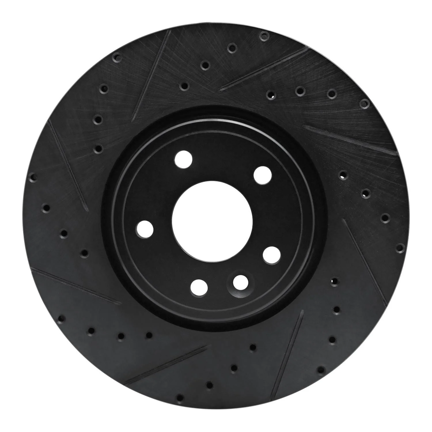 R1 Concepts 17-19 Jaguar XE Front Left Drilled & Slotted Black Brake Rotor