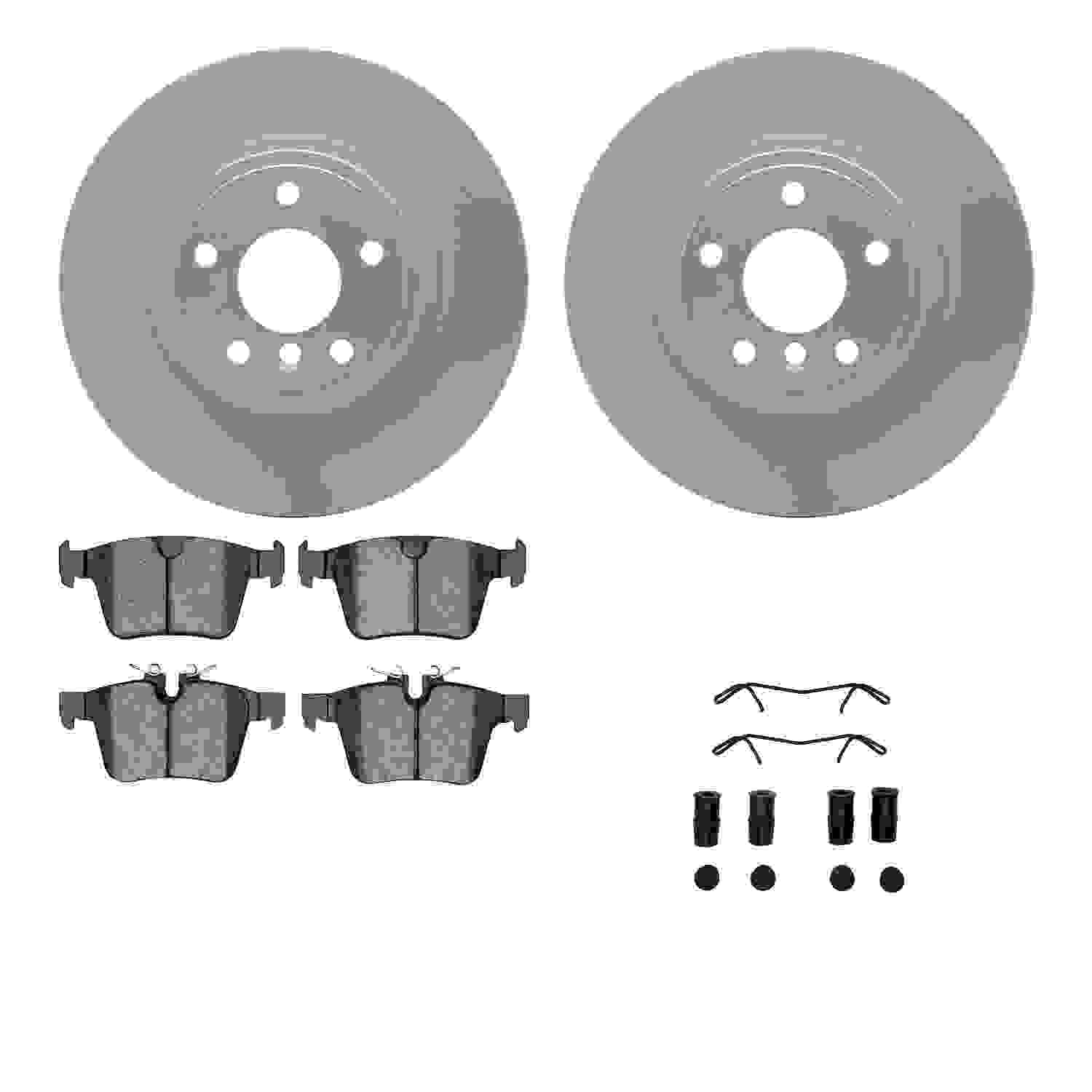 R1 Concepts 17-19 Jaguar XE Rear Carbon Coated Brake Rotor Set w/Euro Ceramic Pads and Hardware