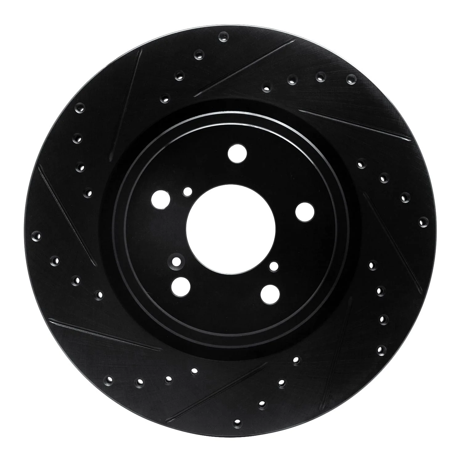 R1 Concepts 17-20 Acura MDX Front Left Drilled & Slotted Black Brake Rotor