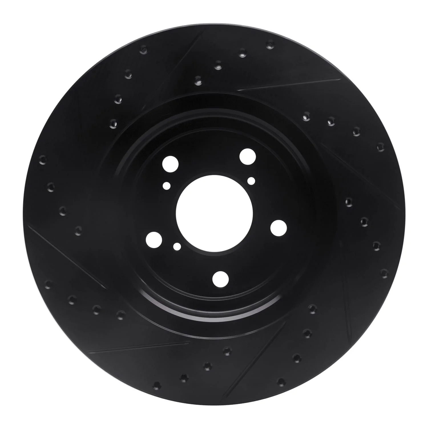 R1 Concepts 17-20 Acura MDX Front Right Drilled & Slotted Black Brake Rotor - Image 2