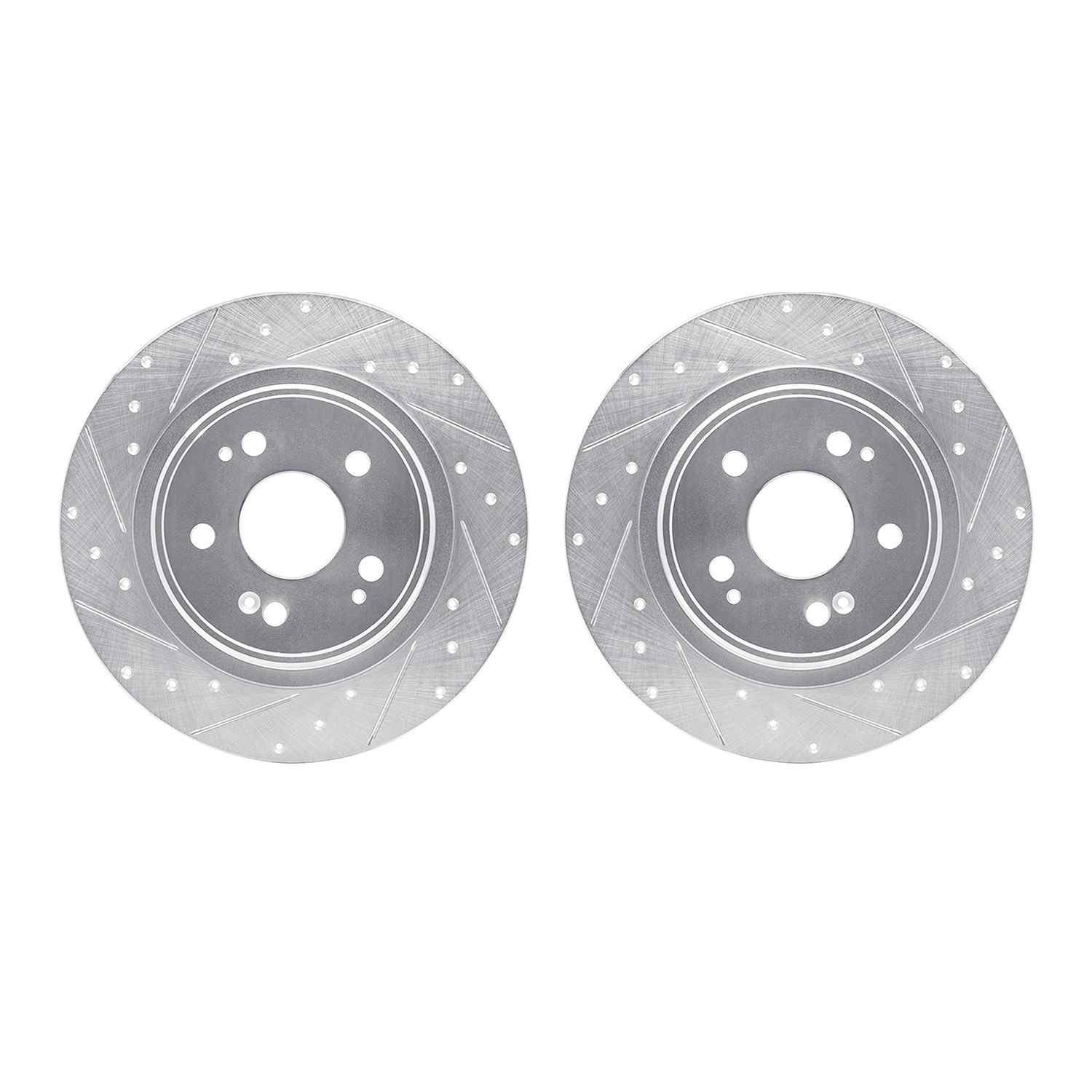 R1 Concepts 17-20 Acura MDX Rear Drilled & Slotted Silver Brake Rotor Set