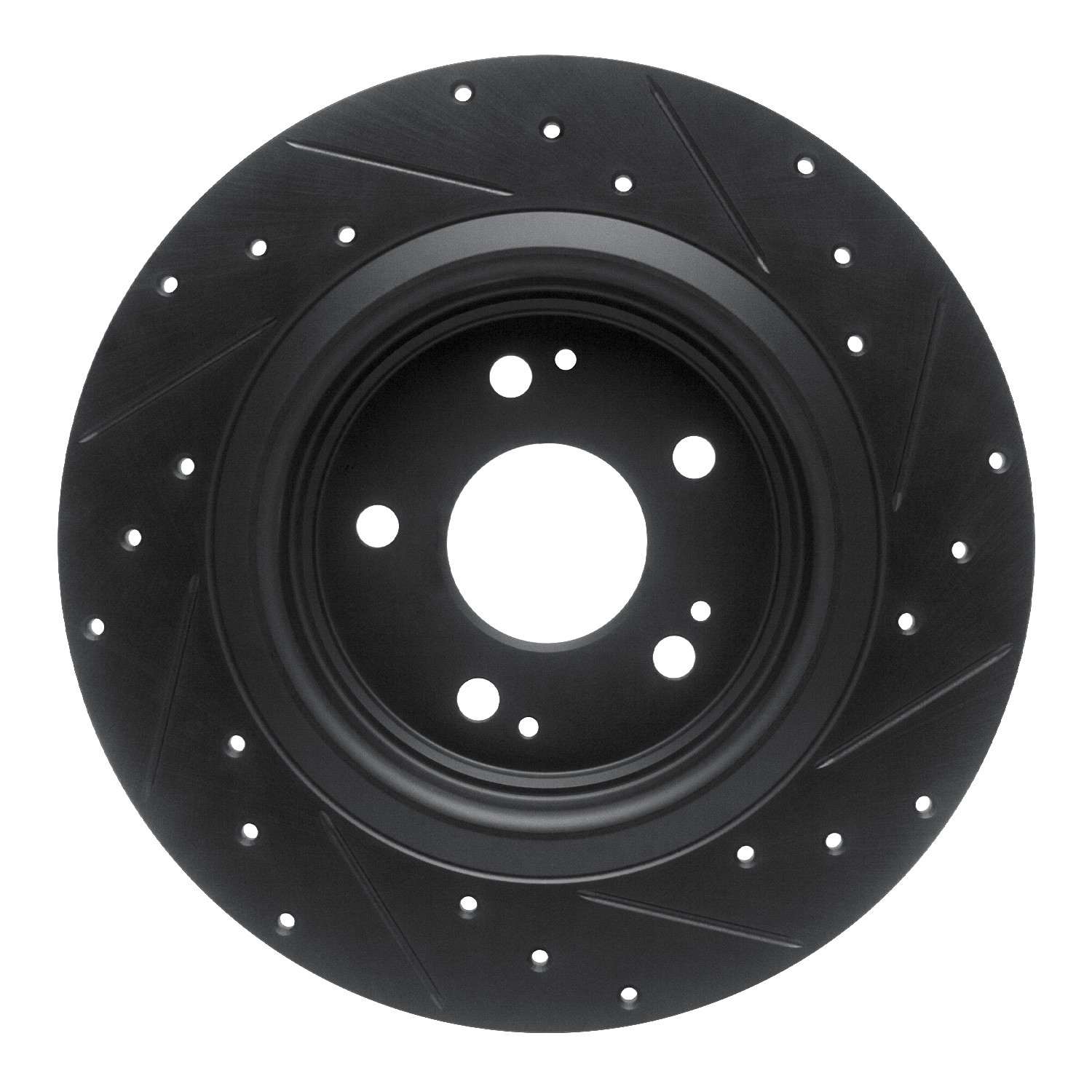 R1 Concepts 17-20 Acura MDX Rear Left Drilled & Slotted Black Brake Rotor - Image 2