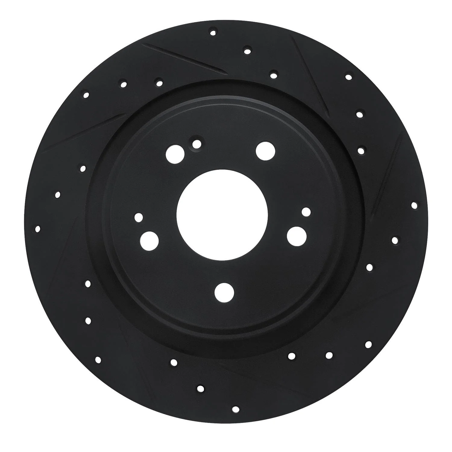 R1 Concepts 17-20 Acura MDX Rear Right Drilled & Slotted Black Brake Rotor