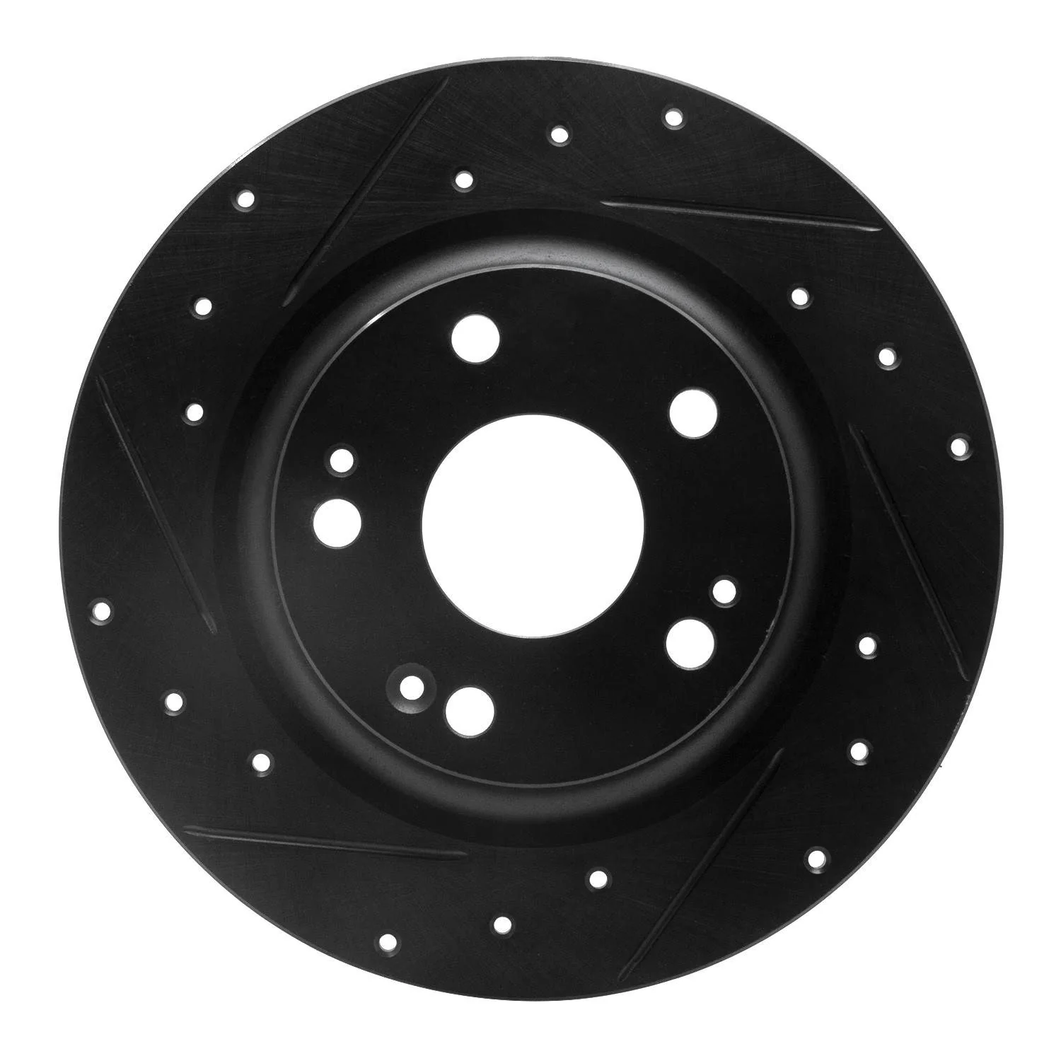 R1 Concepts 17-20 Honda Civic Sedan Rear Left Drilled & Slotted Black Brake Rotor