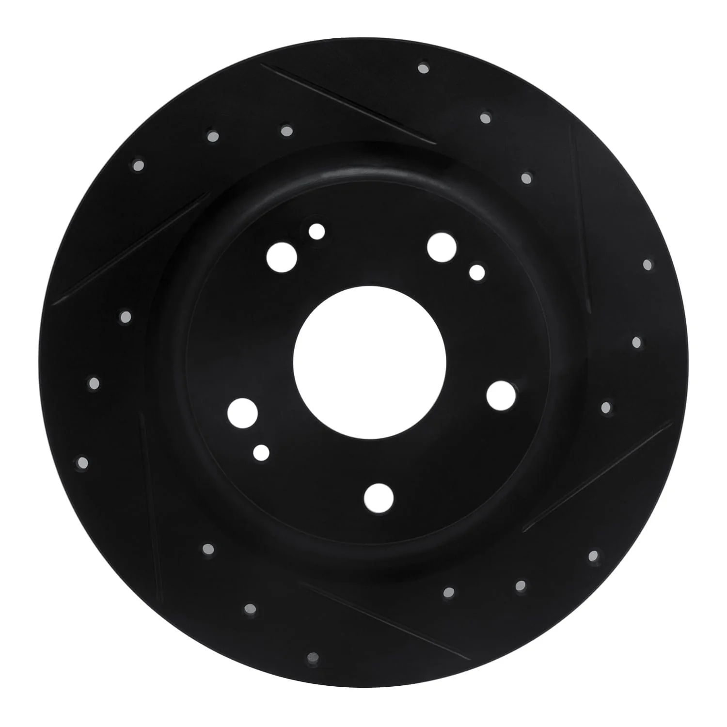 R1 Concepts 17-20 Honda Civic Sedan Rear Right Drilled & Slotted Black Brake Rotor