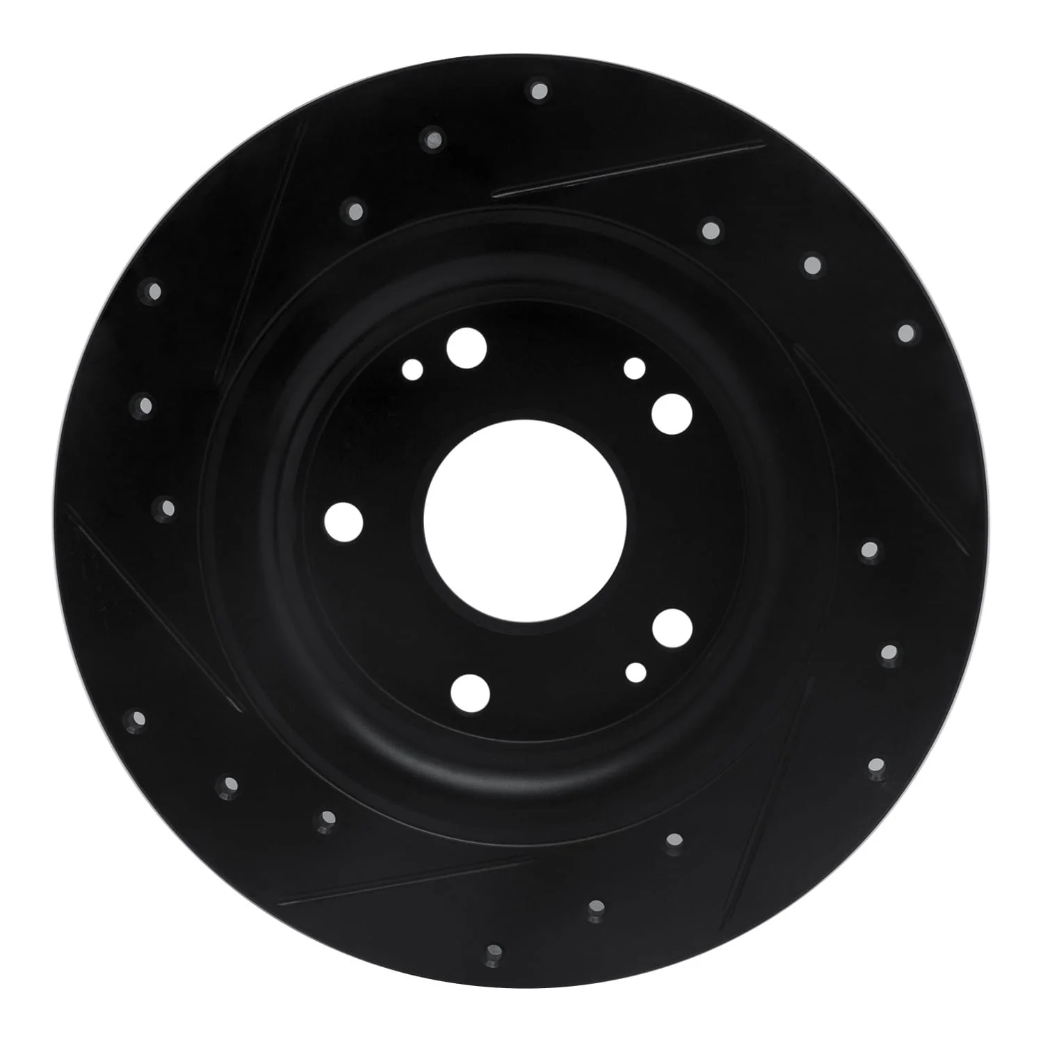 R1 Concepts 17-20 Honda Civic Sedan Rear Right Drilled & Slotted Black Brake Rotor - Image 2