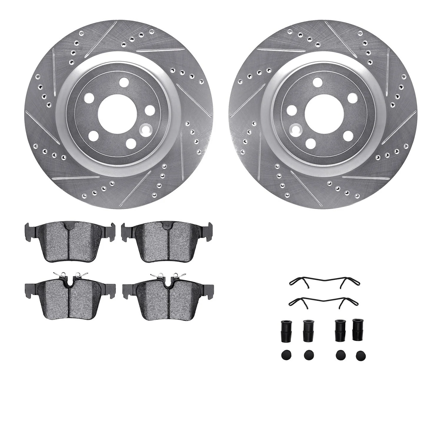 R1 Concepts 17-20 Jaguar F-Pace Rear Drill/Slot Silver Rotors w/Euro Ceramic Pads
