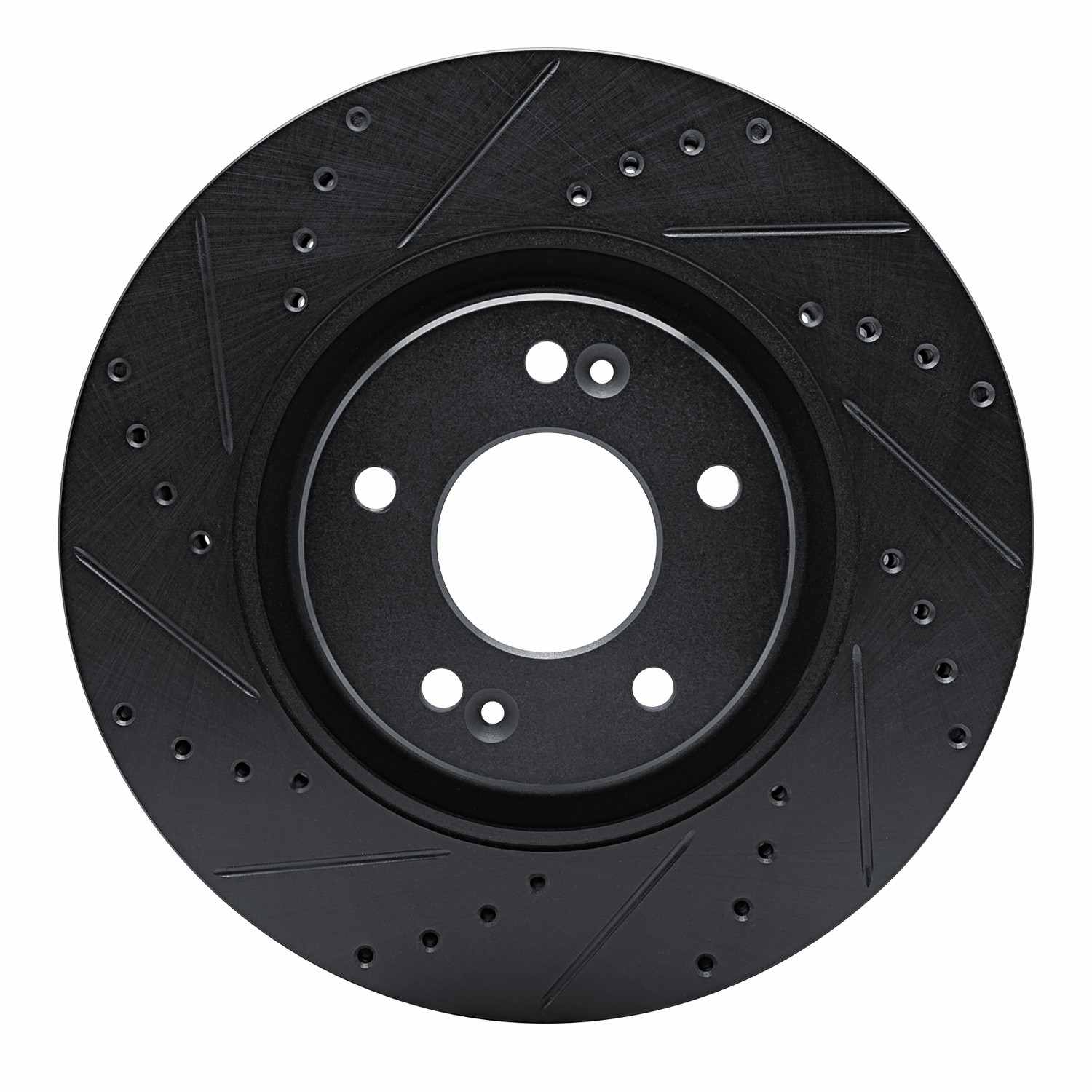 R1 Concepts 17-20 Kia Cadenza Front Left Drilled & Slotted Black Brake Rotor