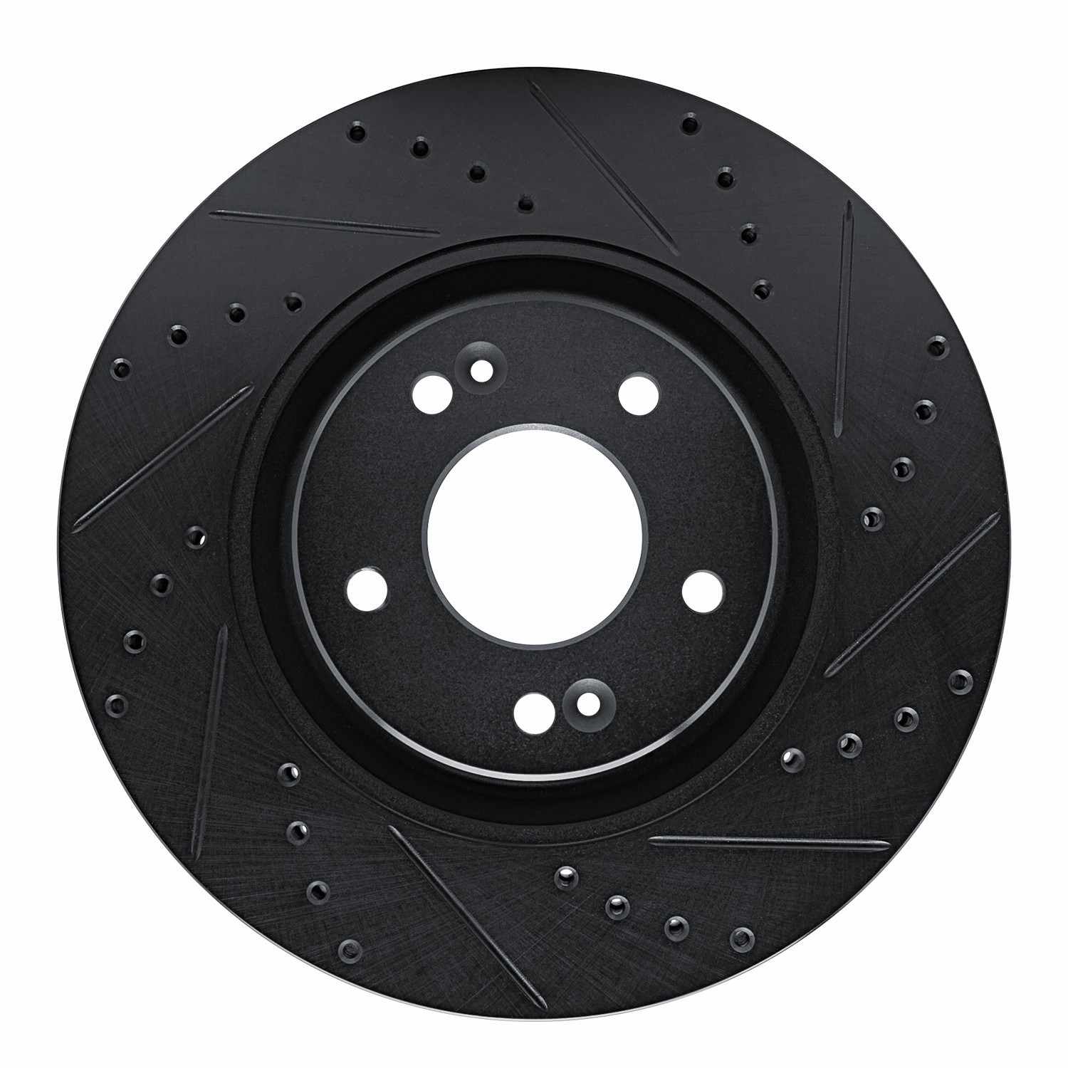 R1 Concepts 17-20 Kia Cadenza Front Right Drilled & Slotted Black Brake Rotor