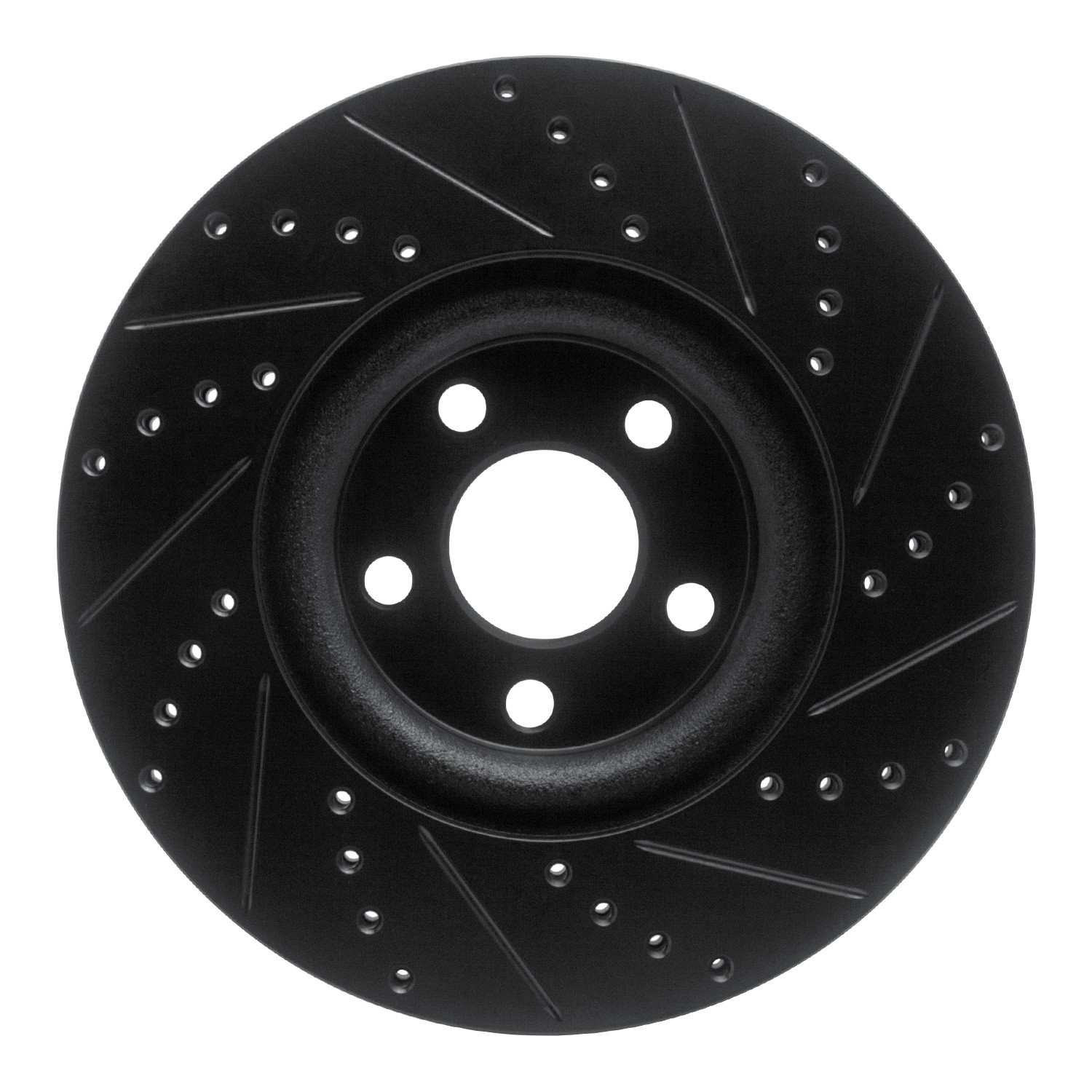 R1 Concepts 17-20 Lincoln MKZ Front Left Drilled & Slotted Black Brake Rotor - Image 2
