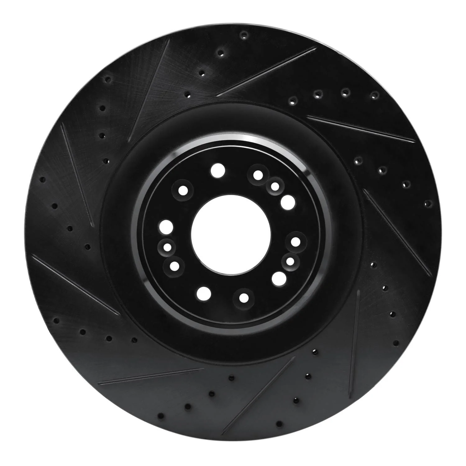R1 Concepts 17-22 Genesis G90 Front Left Drilled & Slotted Black Brake Rotor