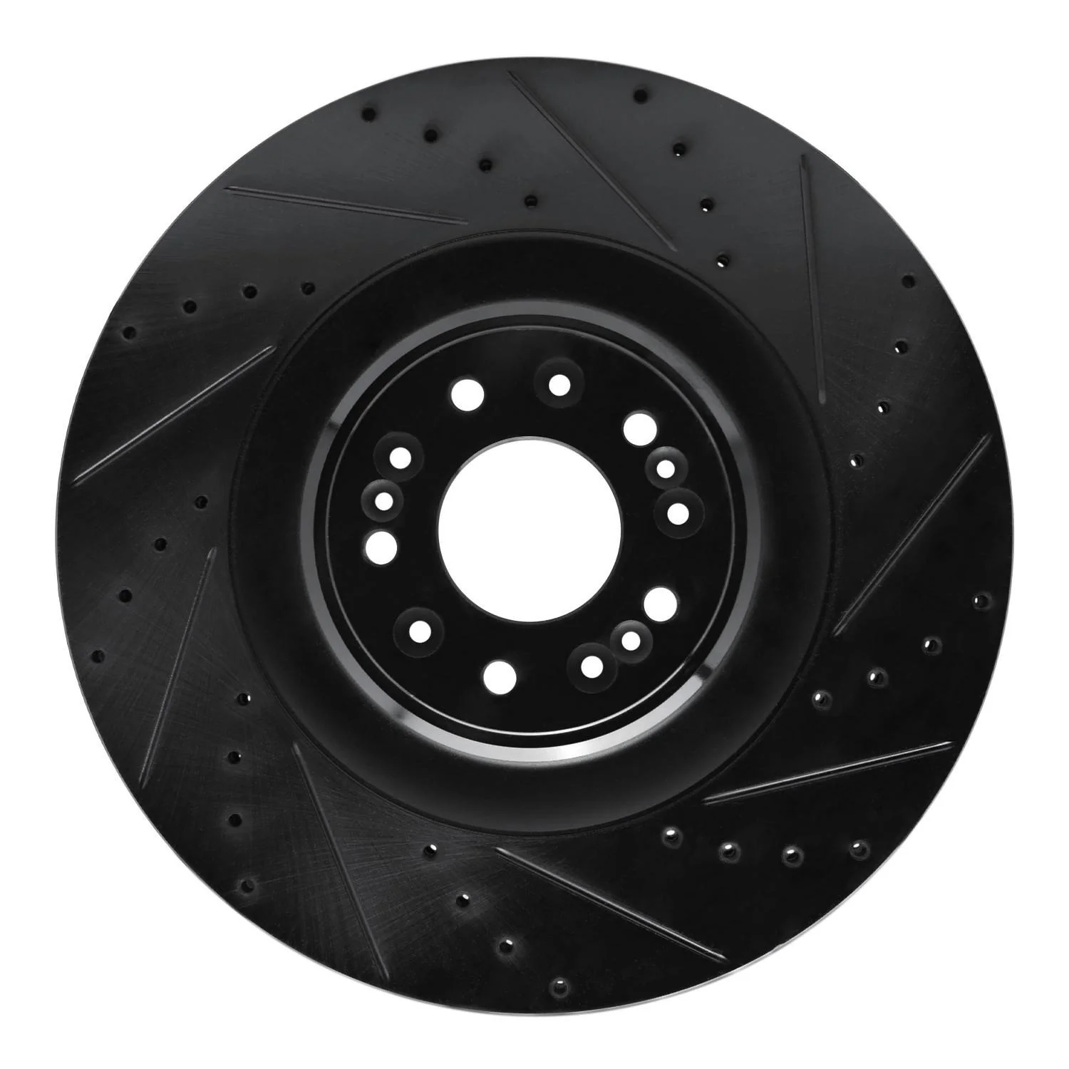 R1 Concepts 17-22 Genesis G90 Front Right Drilled & Slotted Black Brake Rotor