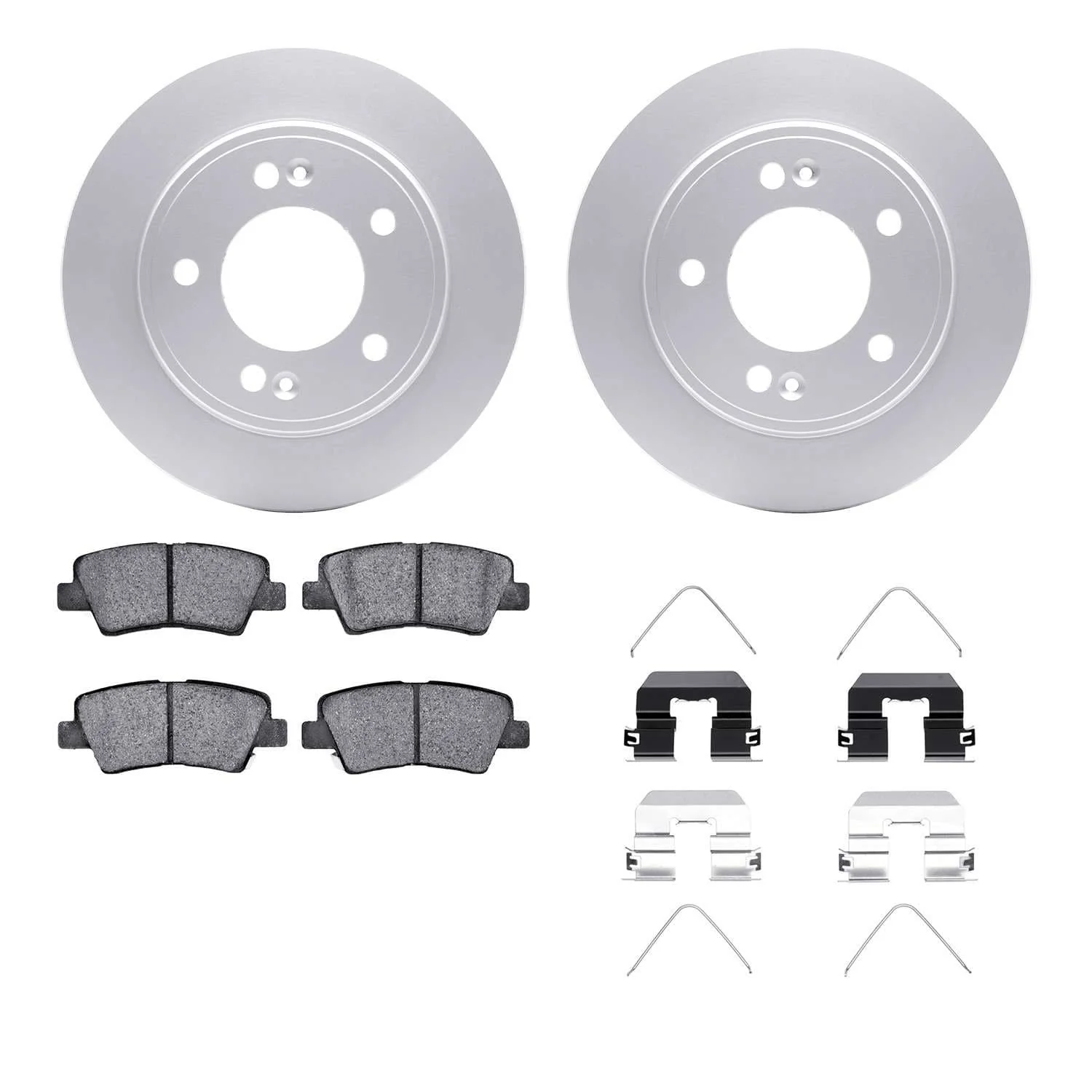 R1 Concepts 17-22 Hyundai Elantra Rear Carbon Coated Brake Rotor Set w/Optimum OE Pads and Hardware