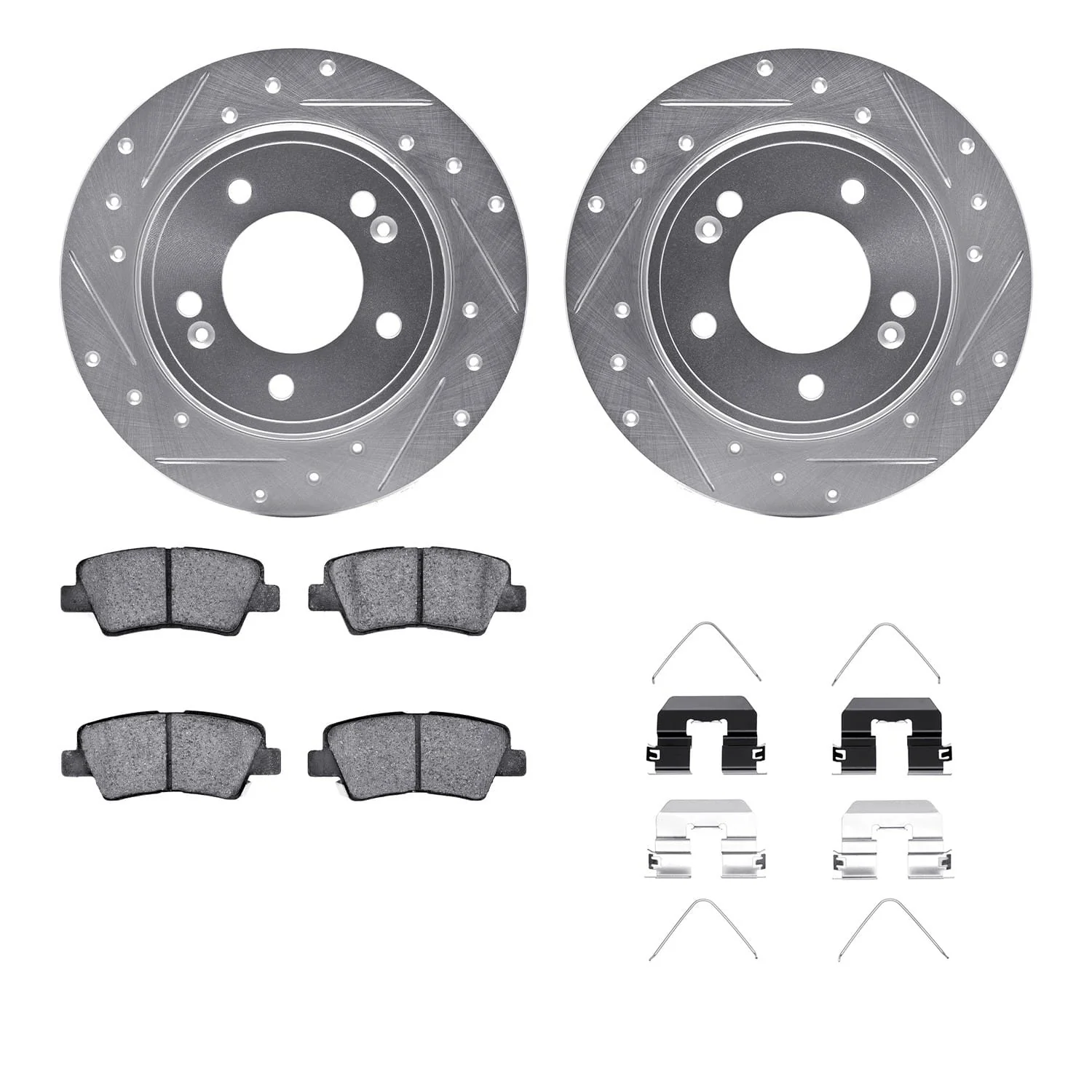 R1 Concepts 17-22 Hyundai Elantra Rear Drill/Slot Silver Rotors w/Optimum Pads