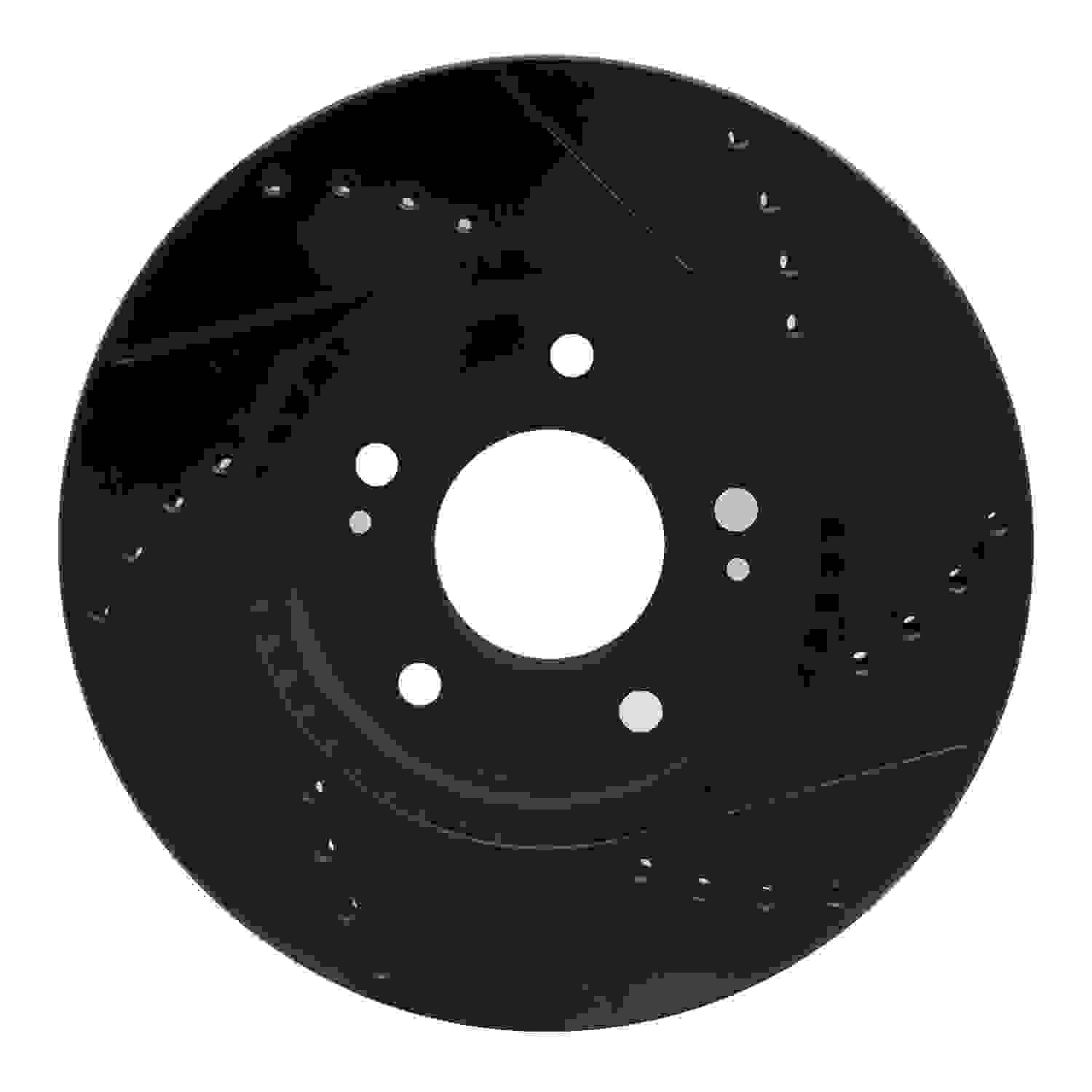 R1 Concepts 17-22 Hyundai Ioniq Front Left Drilled & Slotted Black Brake Rotor - Image 2