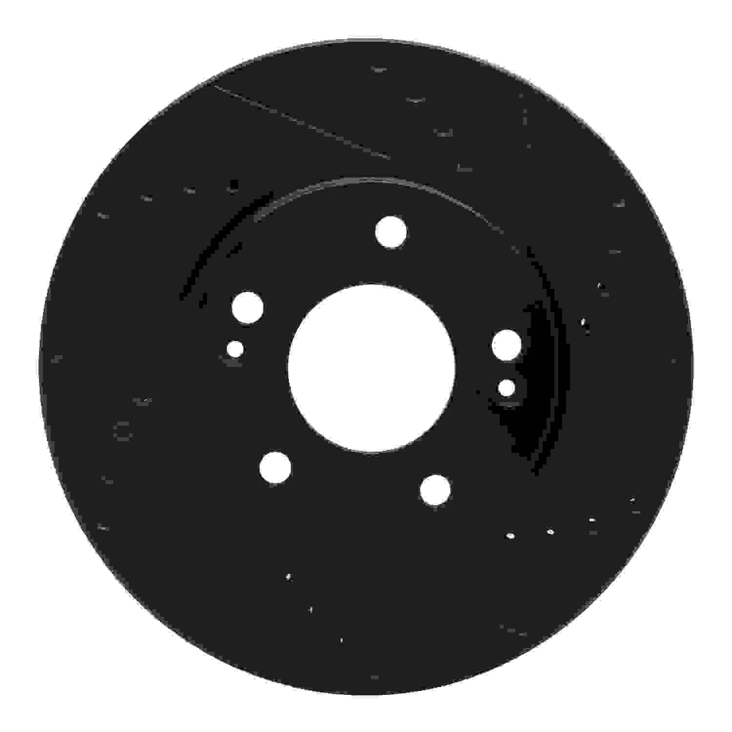 R1 Concepts 17-22 Hyundai Ioniq Front Right Drilled & Slotted Black Brake Rotor