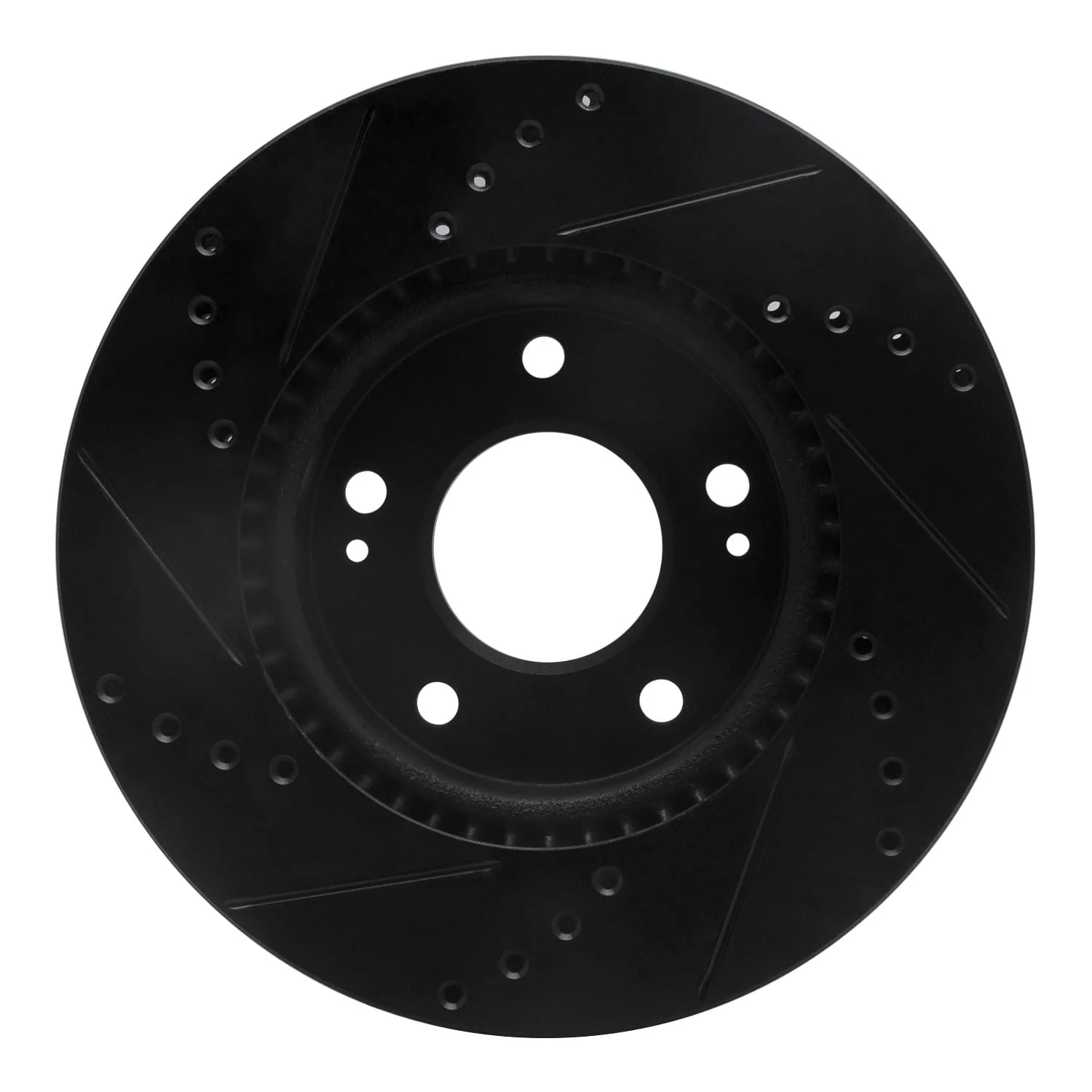 R1 Concepts 17-22 Hyundai Ioniq Front Right Drilled & Slotted Black Brake Rotor - Image 2