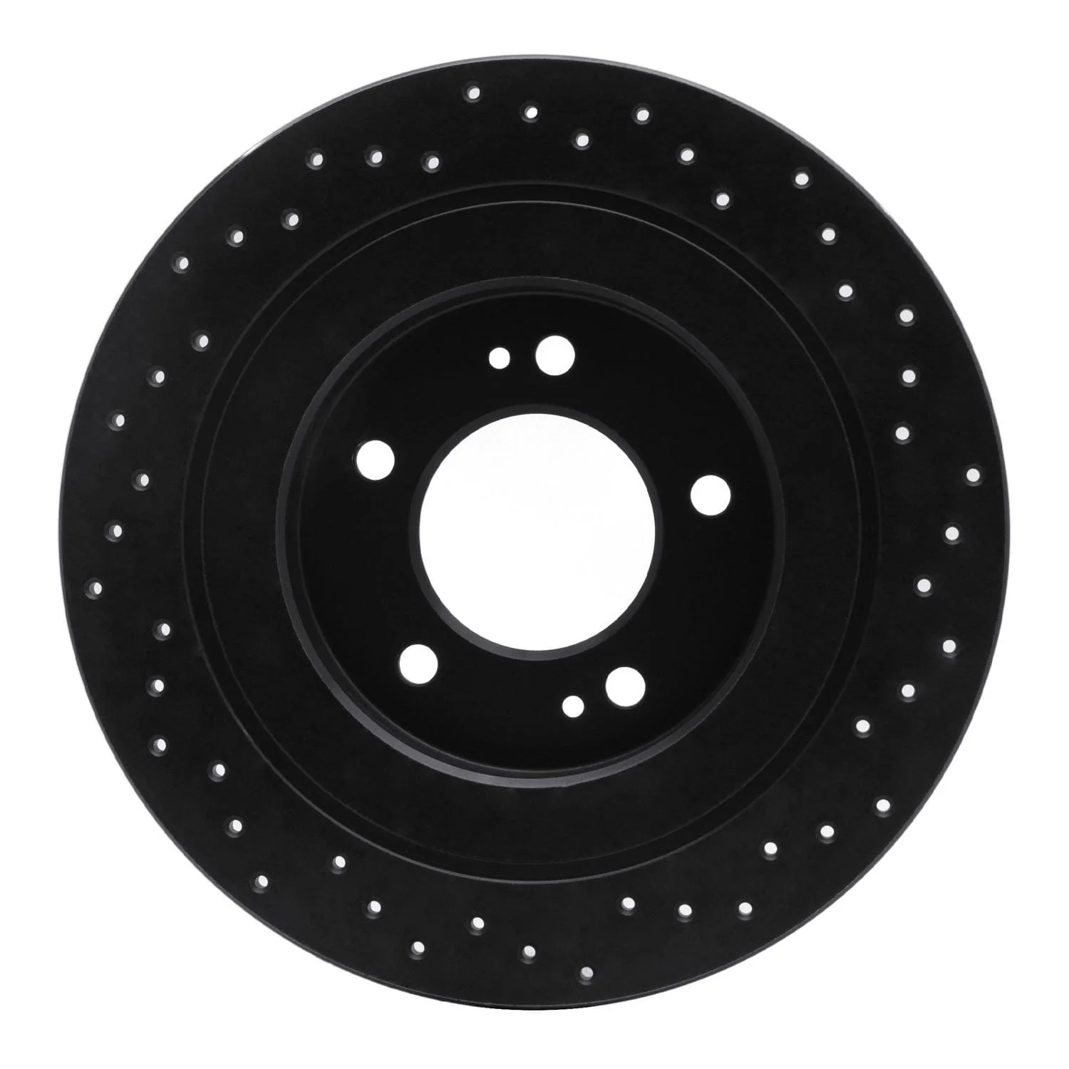 R1 Concepts 17-22 Kia Cadenza Rear Left Drilled Black Brake Rotor - Image 2