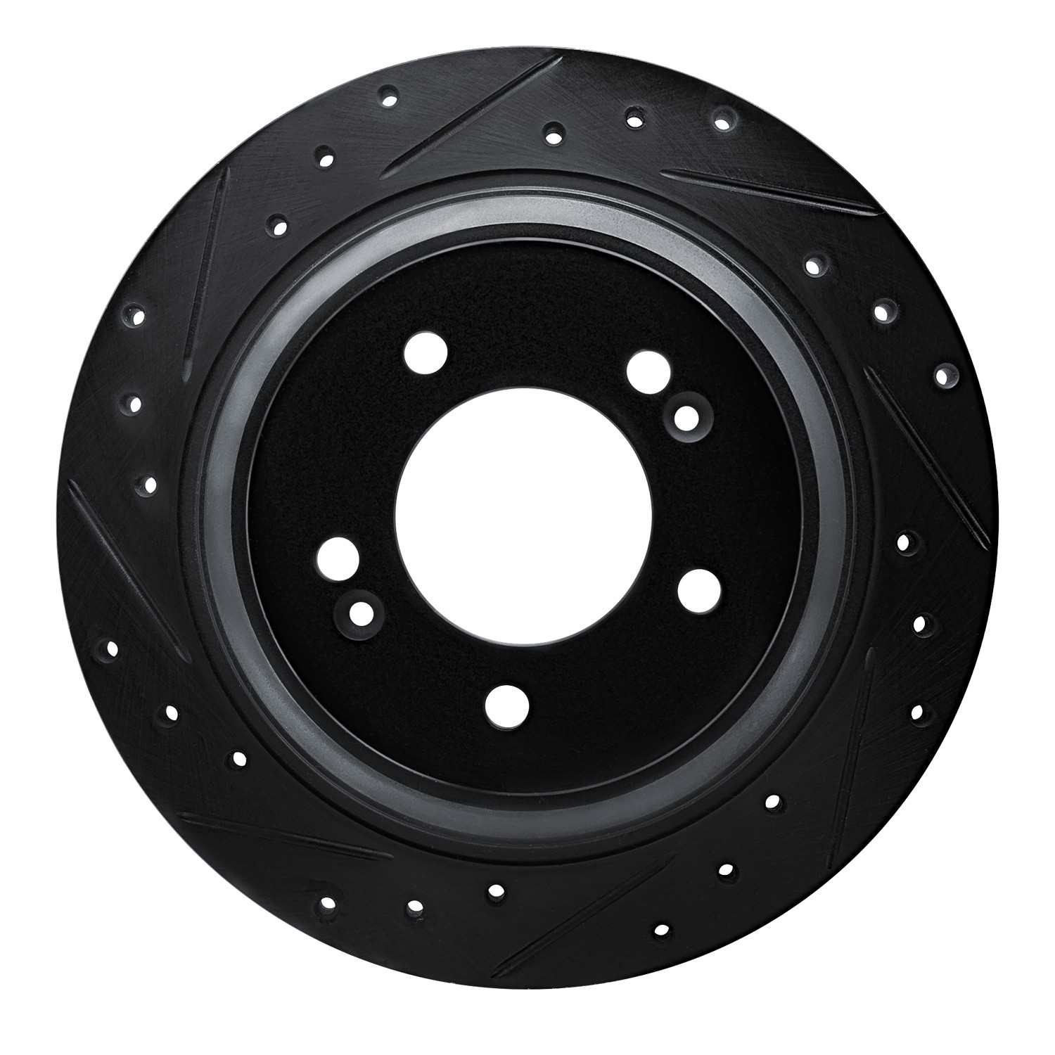 R1 Concepts 17-23 Hyundai Kona EV Rear Left Drilled & Slotted Black Brake Rotor