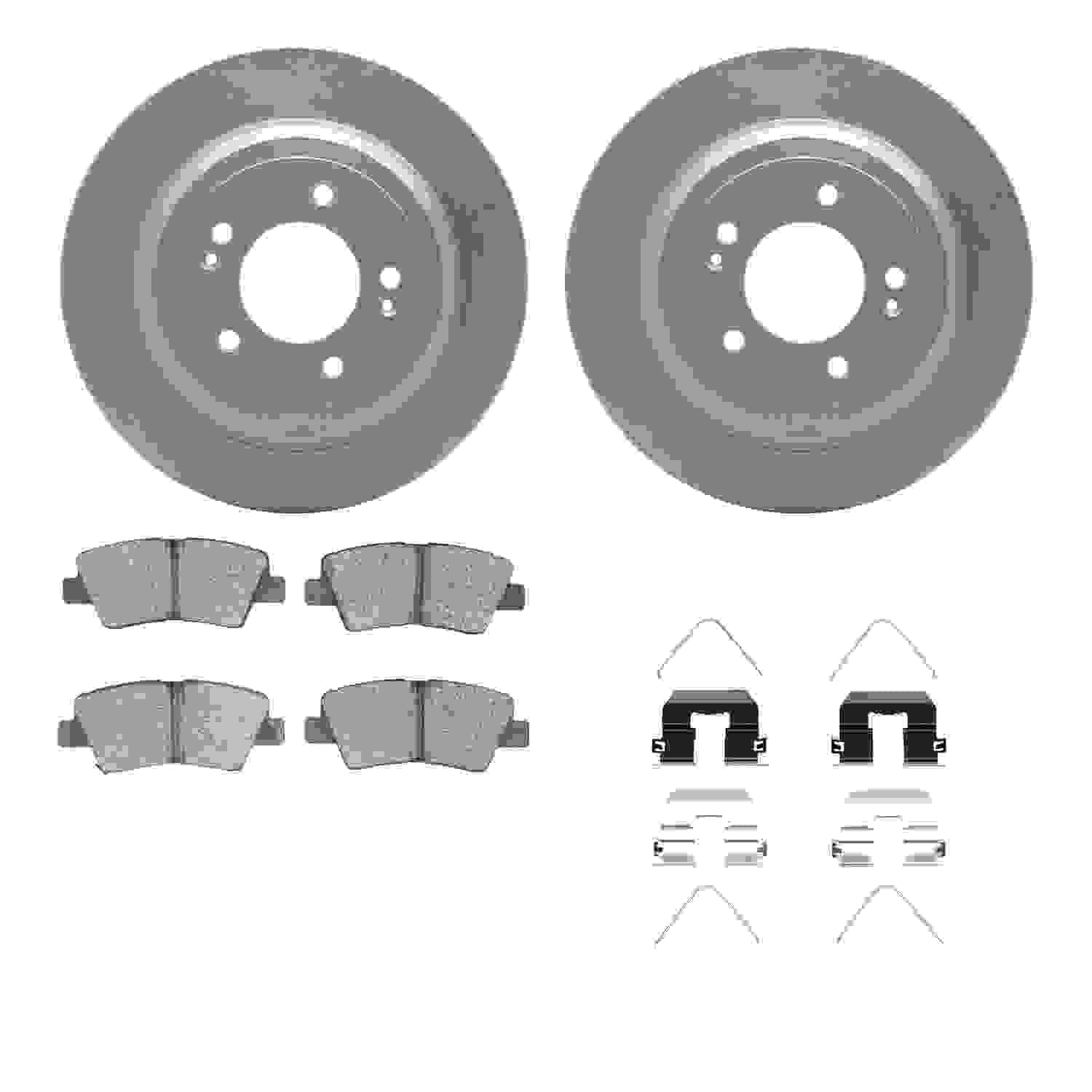 R1 Concepts 17-23 Hyundai Nexo Rear Carbon Coated Brake Rotor Set w/Optimum OE Pads and Hardware