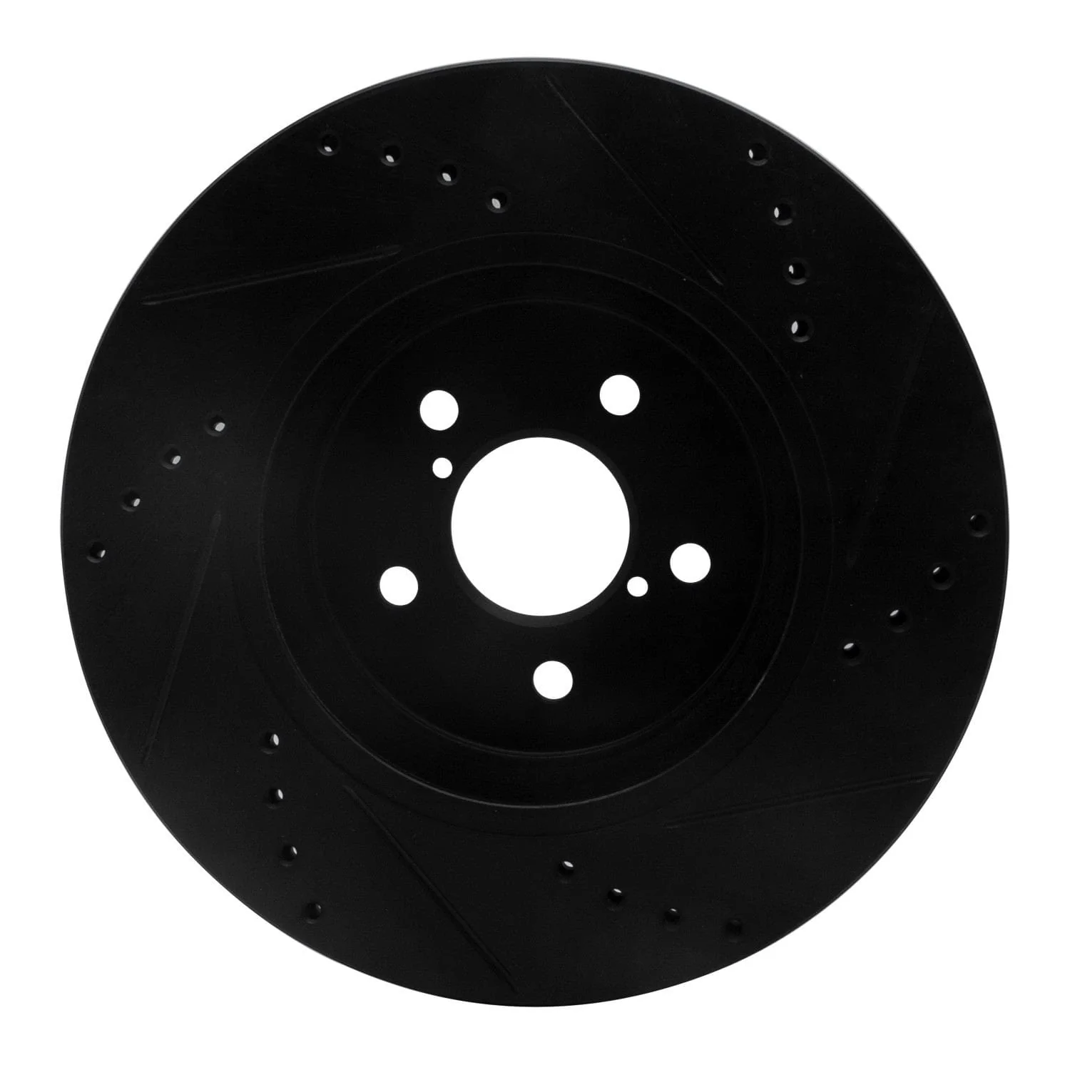 R1 Concepts 17-23 Subaru Crosstrek Front Left Drilled & Slotted Black Brake Rotor - Image 2