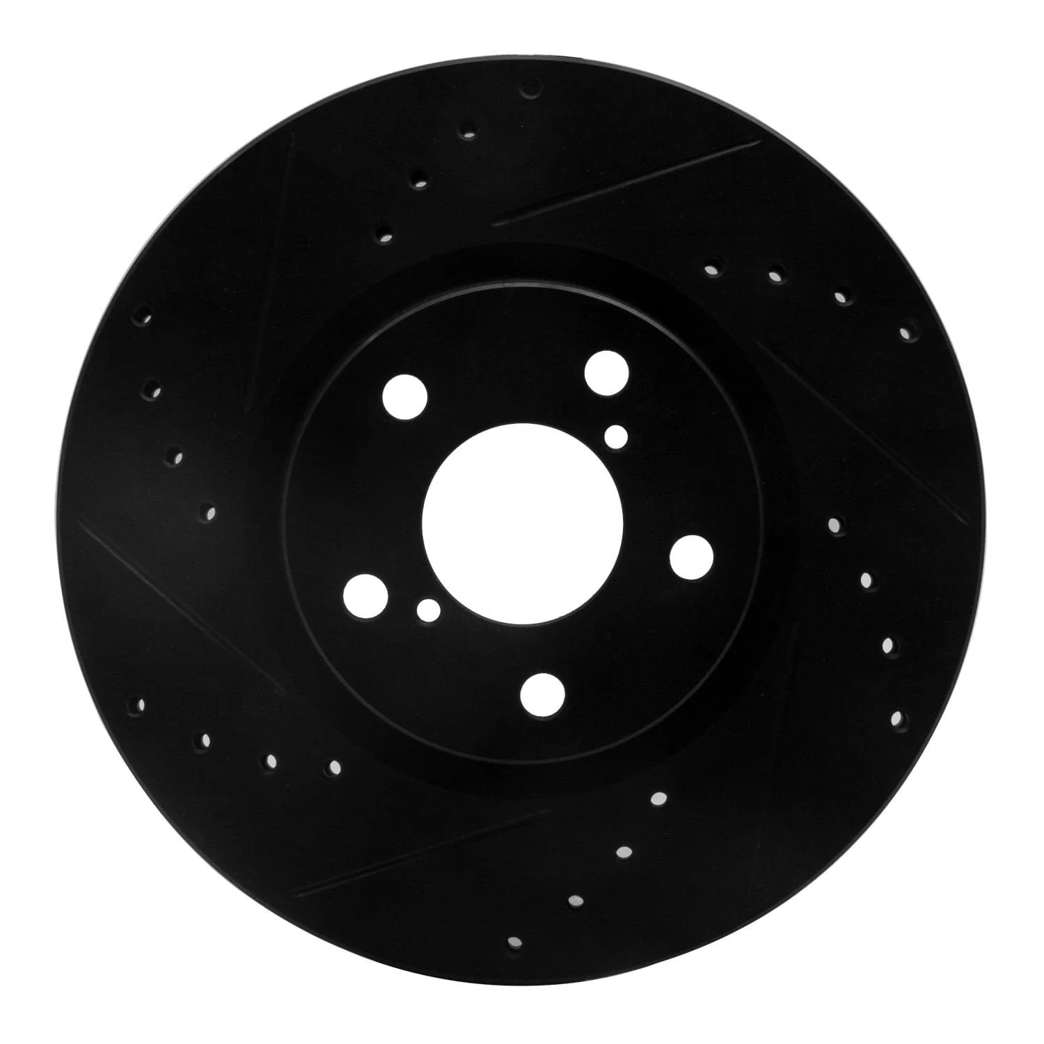 R1 Concepts 17-23 Subaru Impreza Front Left Drilled & Slotted Black Brake Rotor