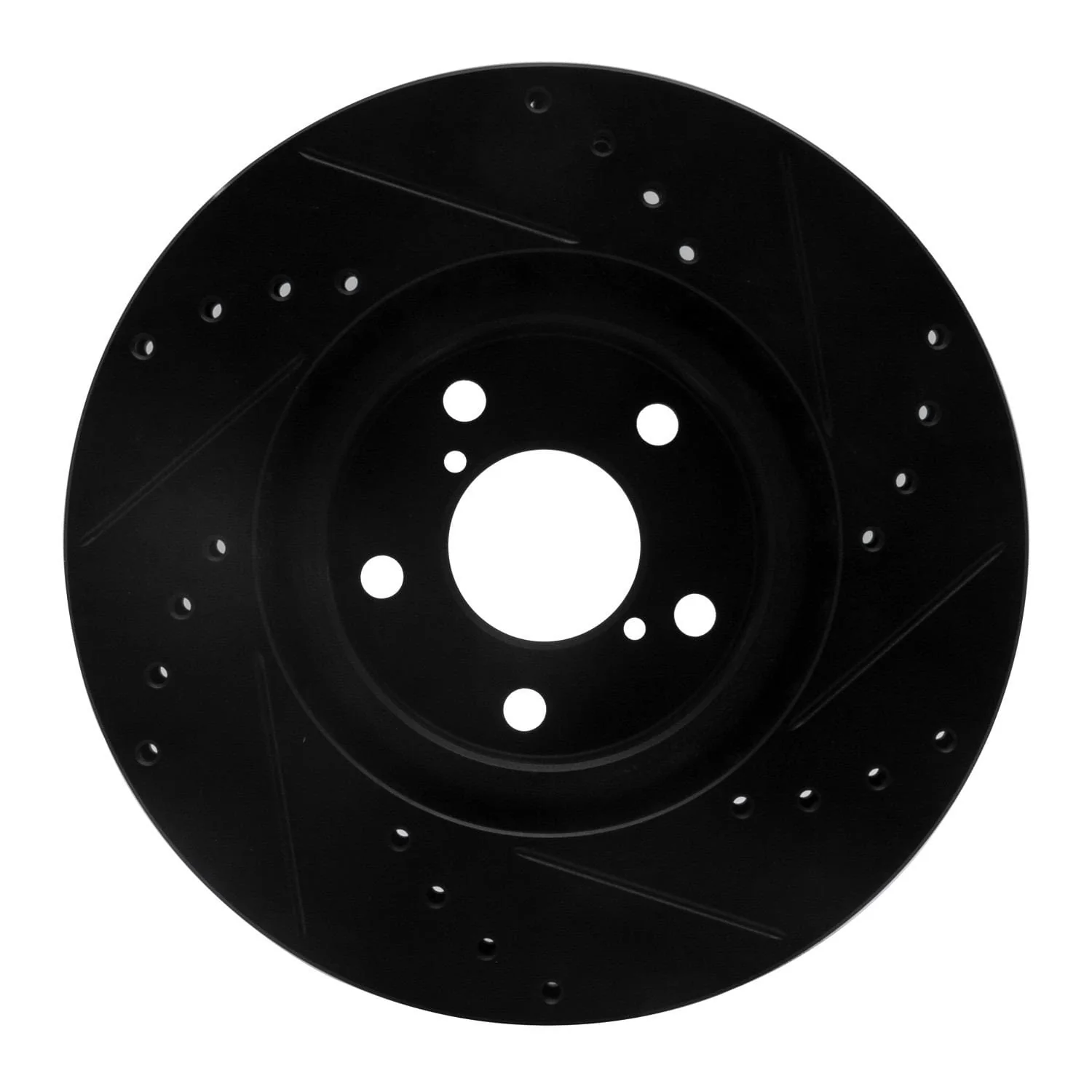 R1 Concepts 17-23 Subaru Impreza Front Left Drilled & Slotted Black Brake Rotor - Image 2