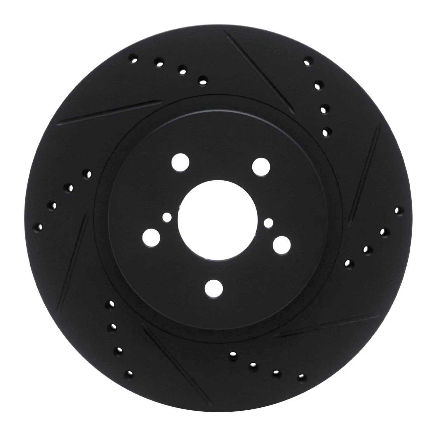 R1 Concepts 17-23 Subaru Impreza Front Right Drilled & Slotted Black Brake Rotor