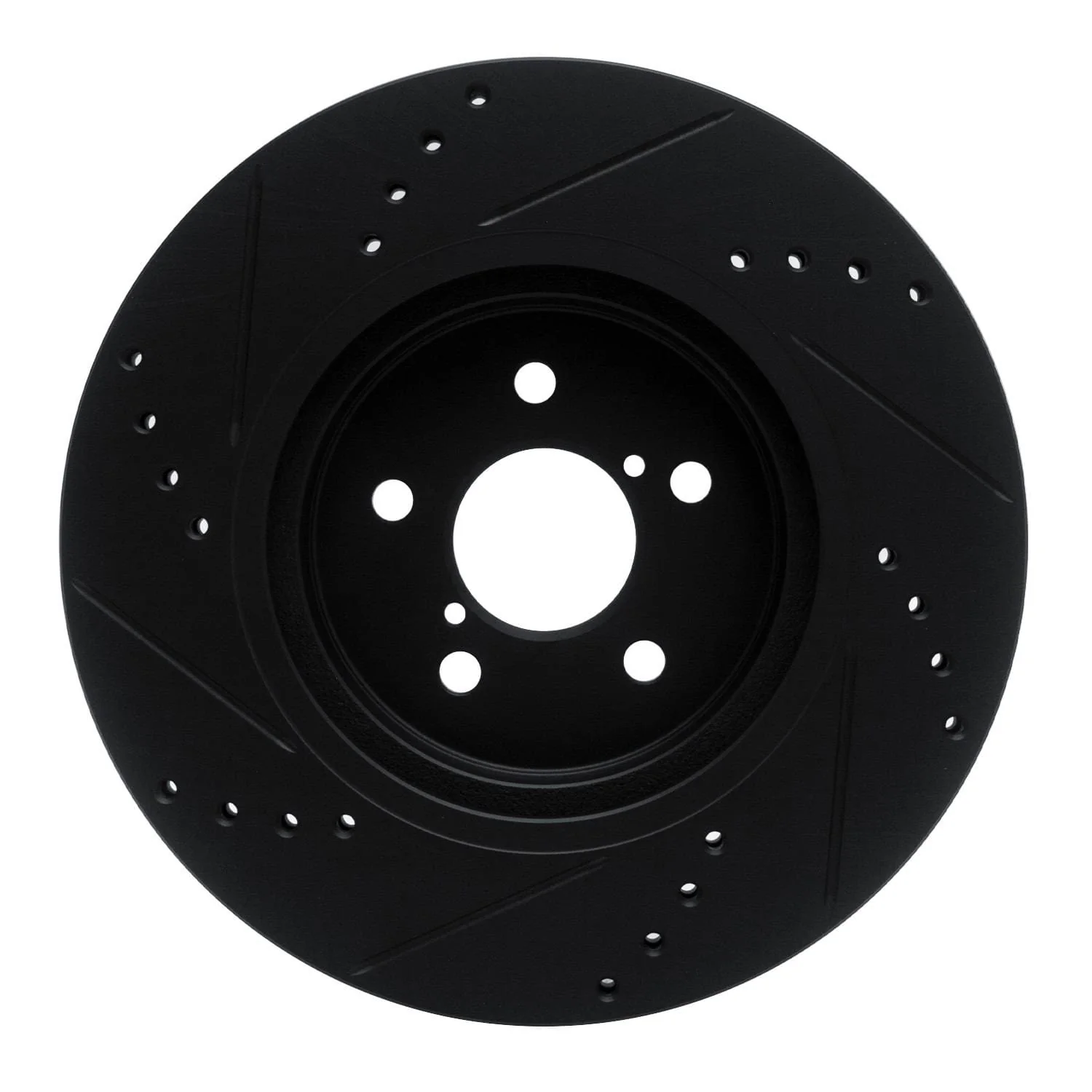 R1 Concepts 17-23 Subaru Impreza Front Right Drilled & Slotted Black Brake Rotor - Image 2