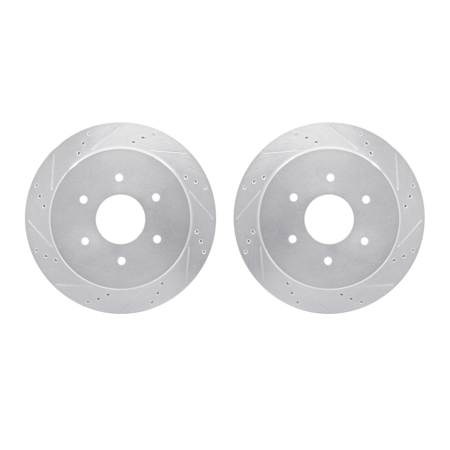R1 Concepts 17-24 Nissan Titan Rear Drilled & Slotted Silver Brake Rotor Set