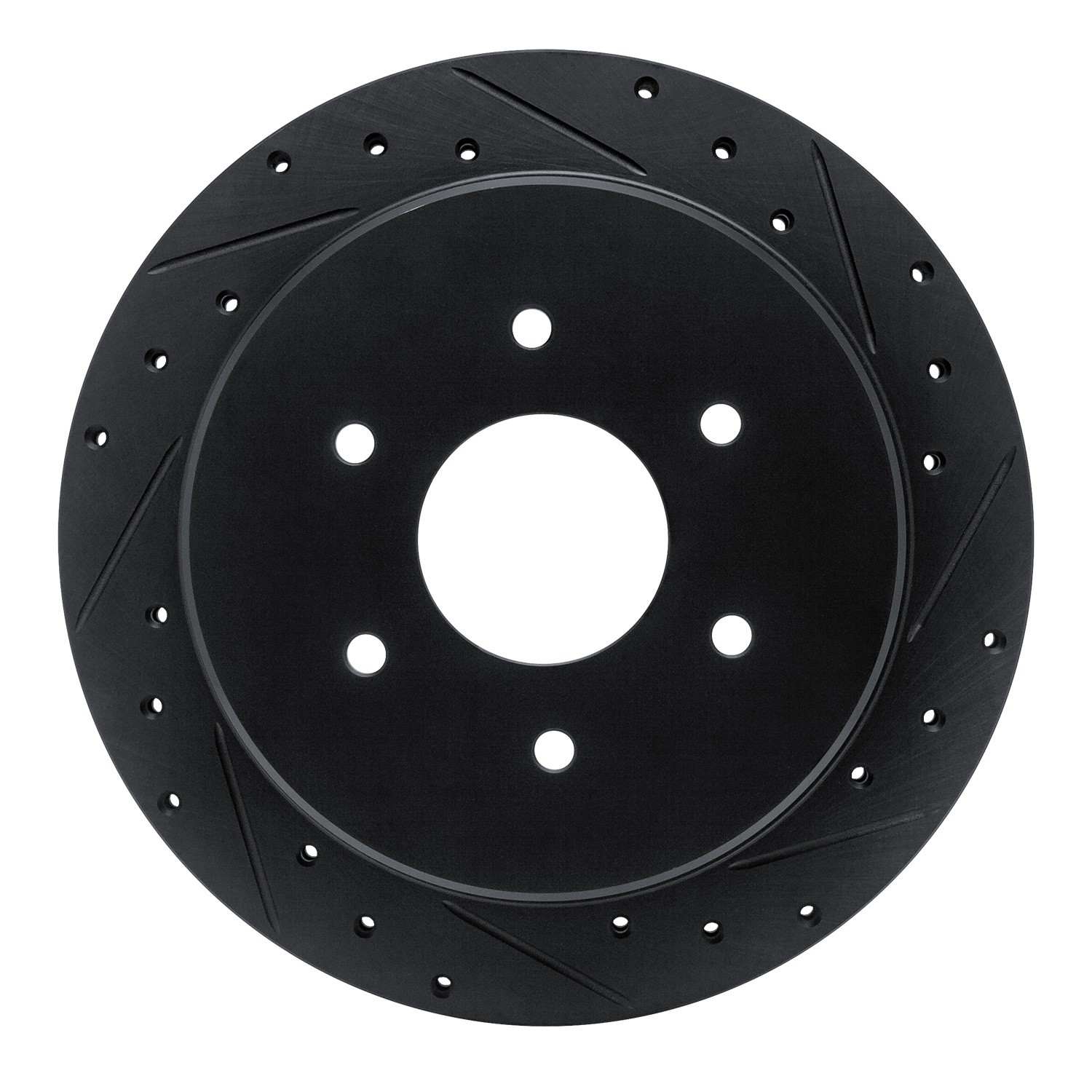 R1 Concepts 17-24 Nissan Titan Rear Right Drilled & Slotted Black Brake Rotor