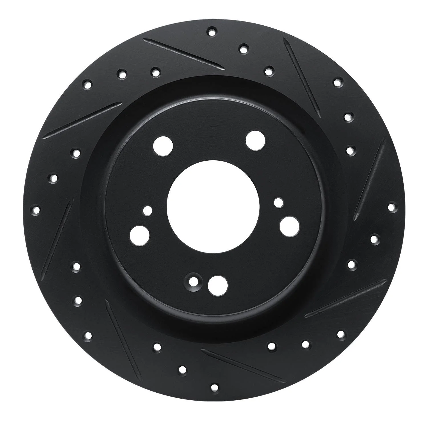 R1 Concepts 17-25 Acura Integra Rear Right Drilled & Slotted Black Brake Rotor