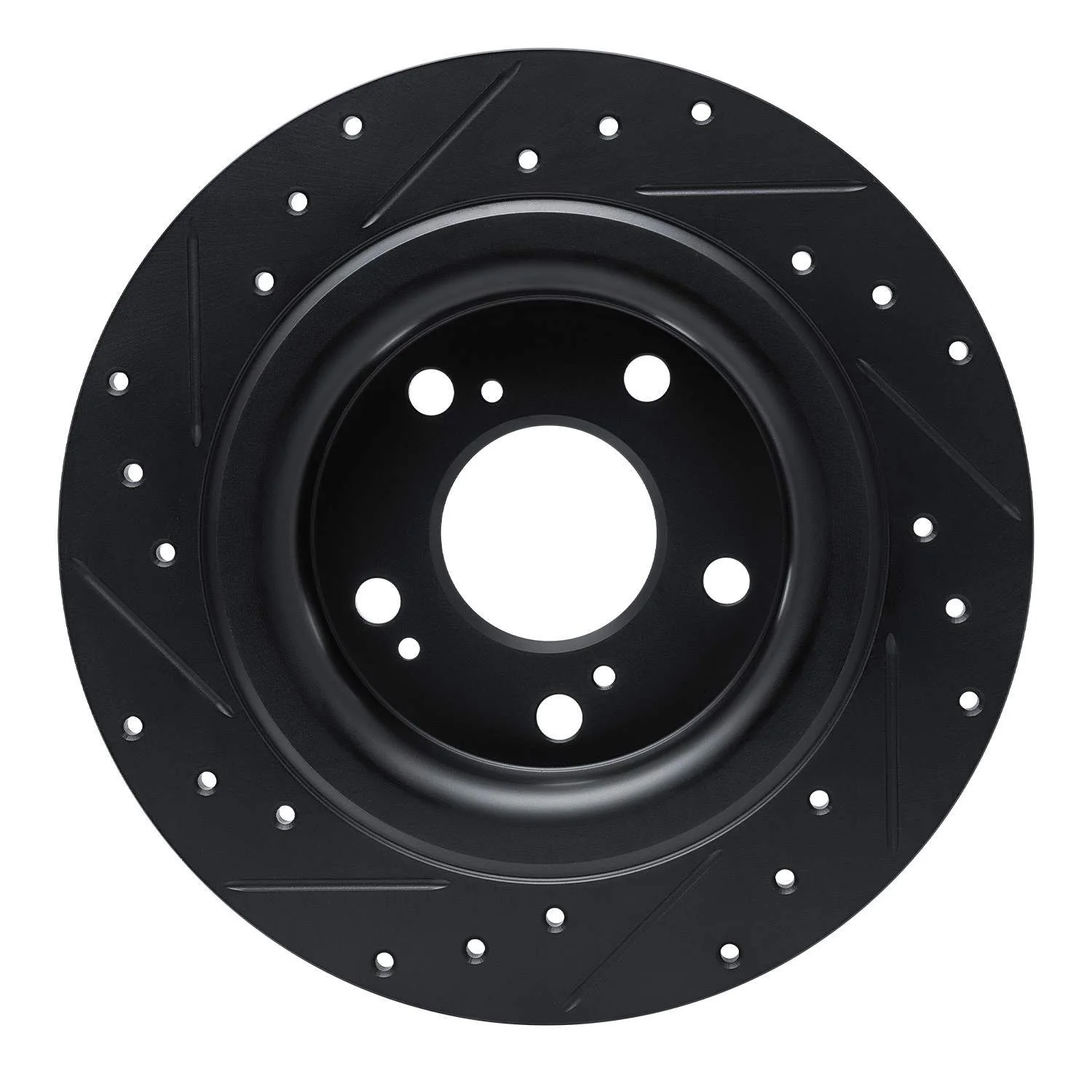 R1 Concepts 17-25 Acura Integra Rear Right Drilled & Slotted Black Brake Rotor - Image 2