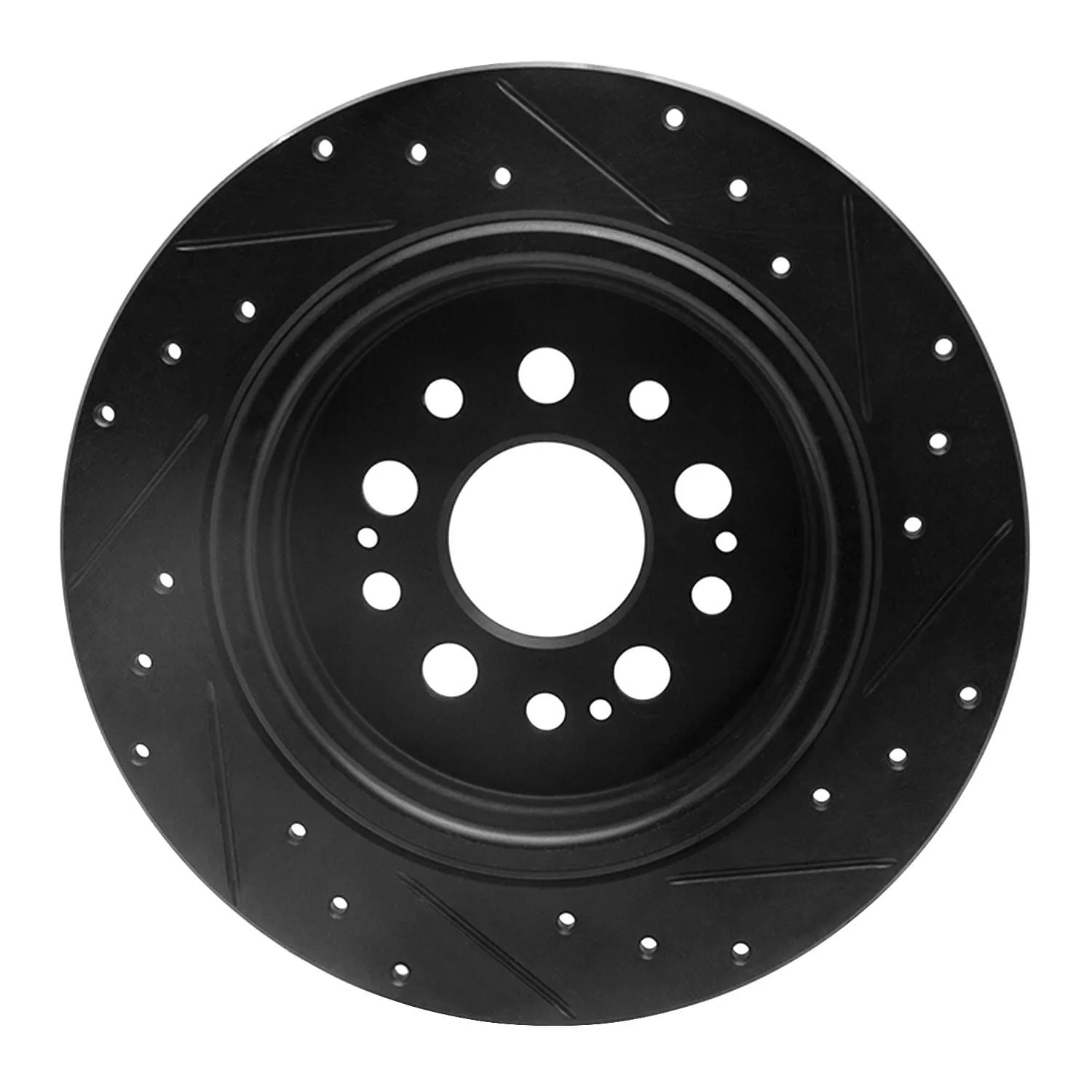 R1 Concepts 17-25 Acura RDX Rear Left Drilled & Slotted Black Brake Rotor - Image 2