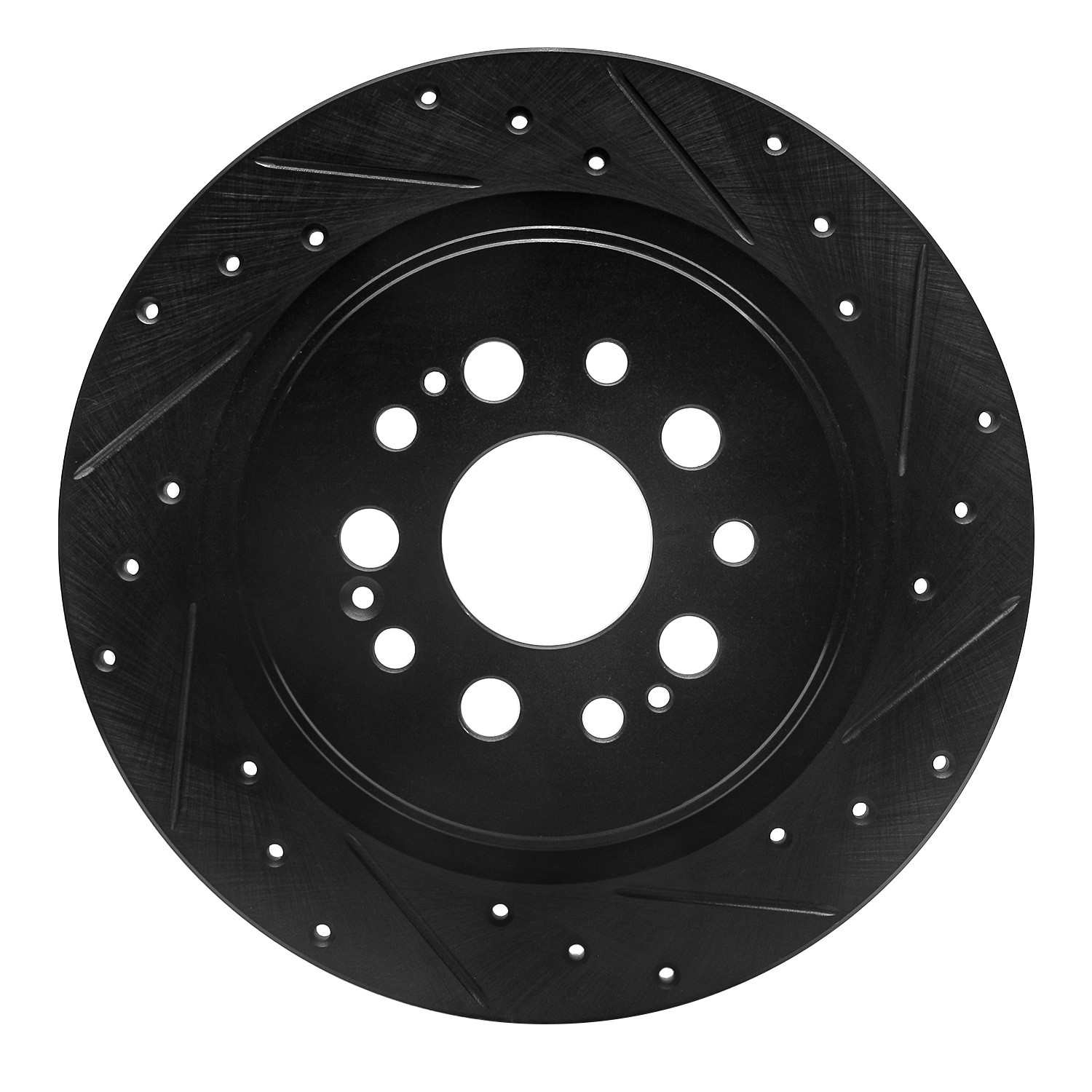 R1 Concepts 17-25 Acura RDX Rear Right Drilled & Slotted Black Brake Rotor