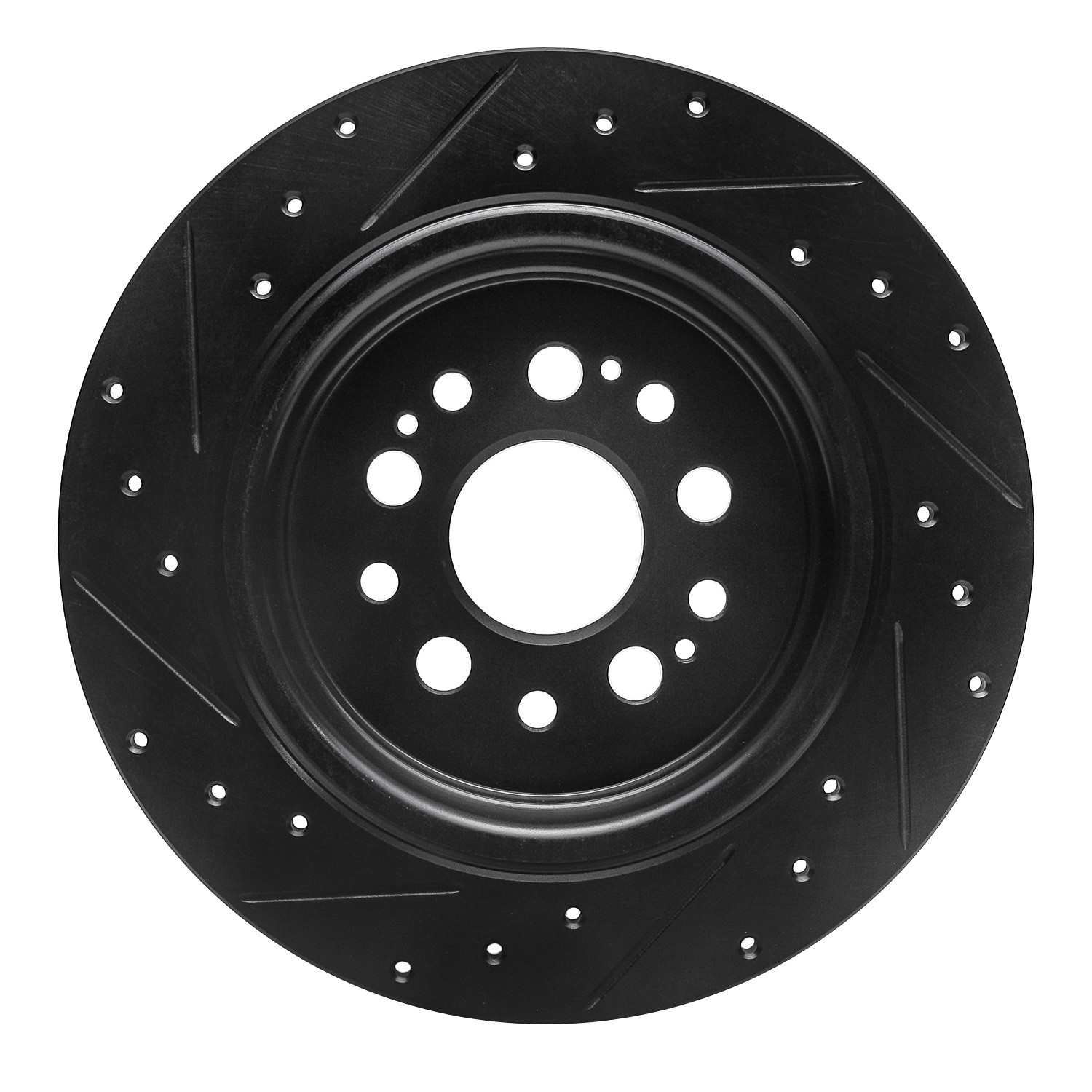 R1 Concepts 17-25 Acura RDX Rear Right Drilled & Slotted Black Brake Rotor - Image 2