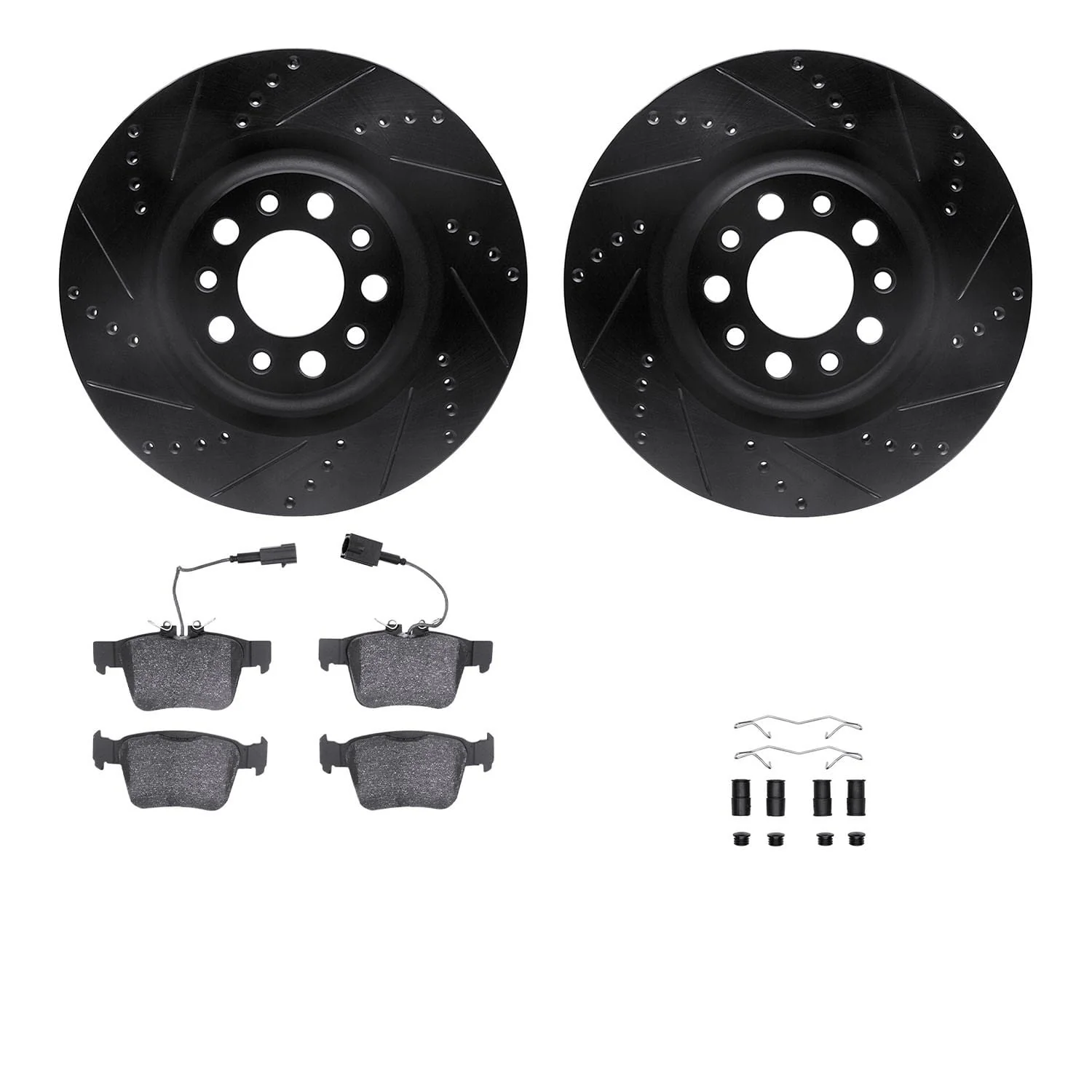 R1 Concepts 17-25 Alfa Romeo Giulia Rear Drill/Slot Black Rotors w/Optimum Pads