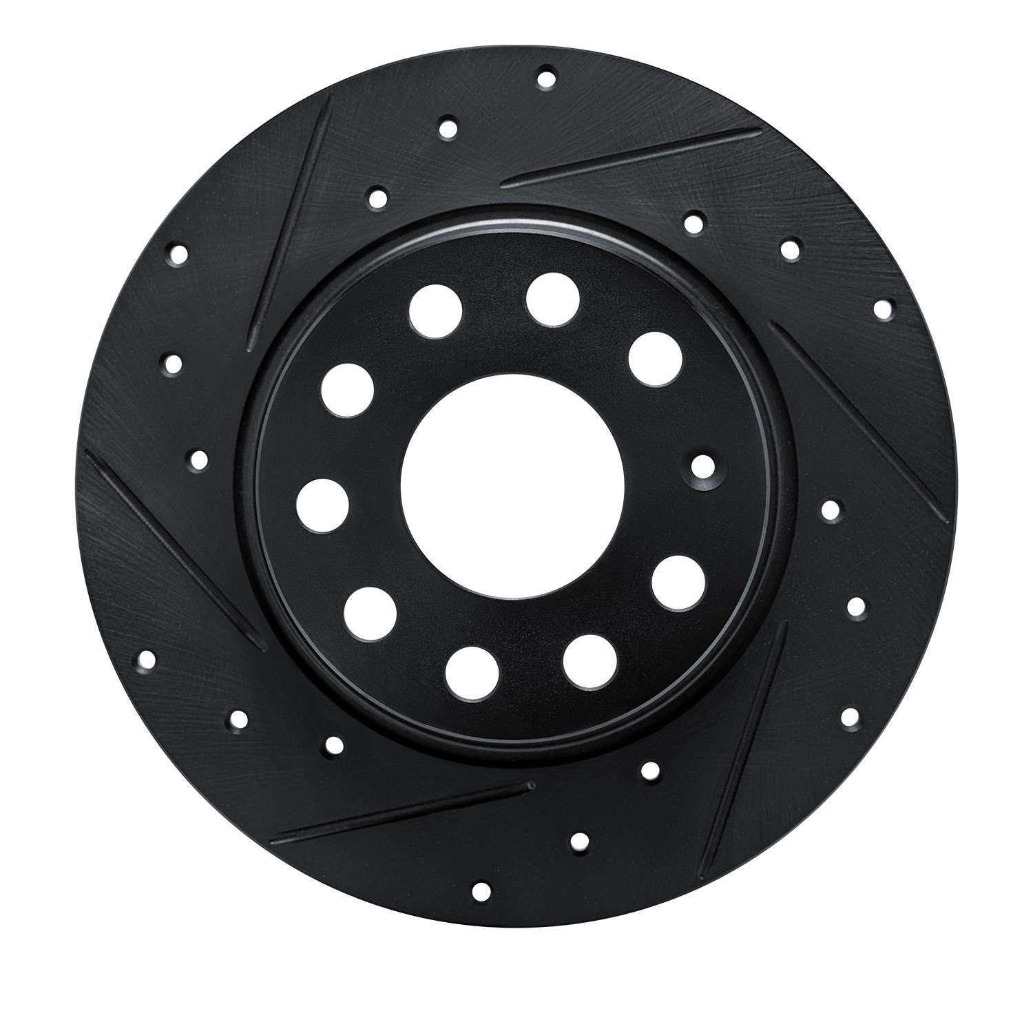 R1 Concepts 17-25 Audi Q2 (Mexico) Rear Left Drilled & Slotted Black Brake Rotor