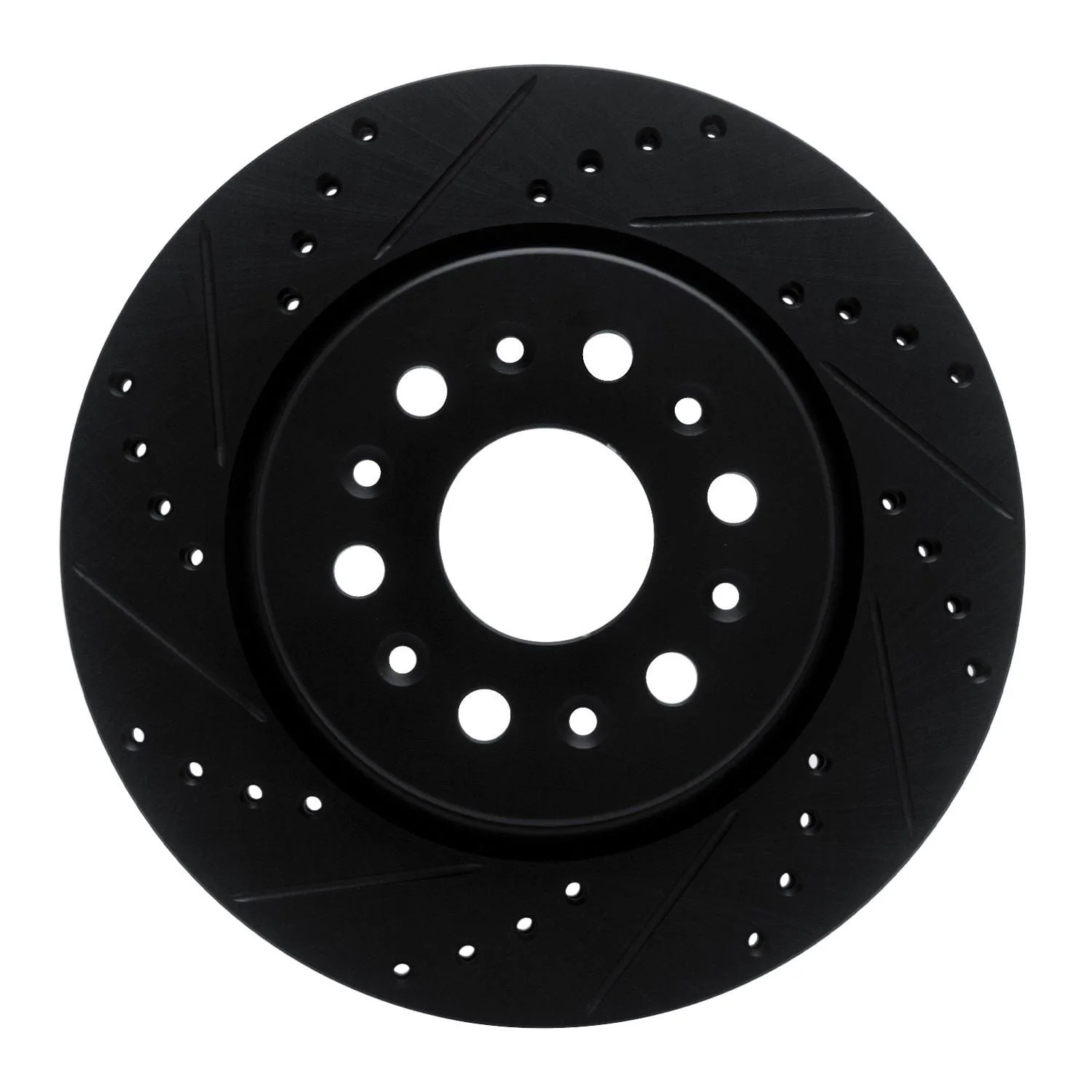 R1 Concepts 17-25 Buick Enclave Rear Left Drilled & Slotted Black Brake Rotor