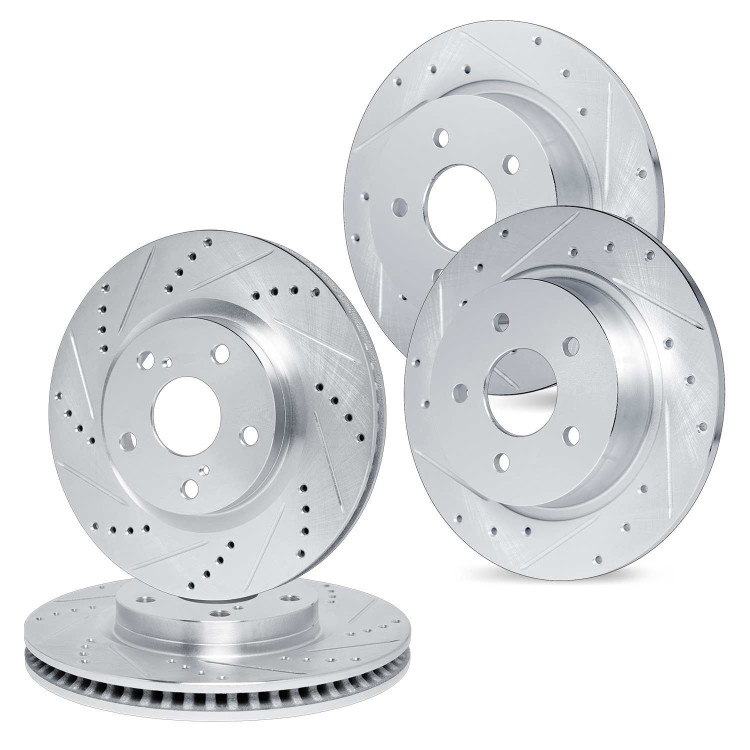 R1 Concepts 17-25 Honda CR-V Front & Rear Drilled & Slotted Silver Brake Rotor Set