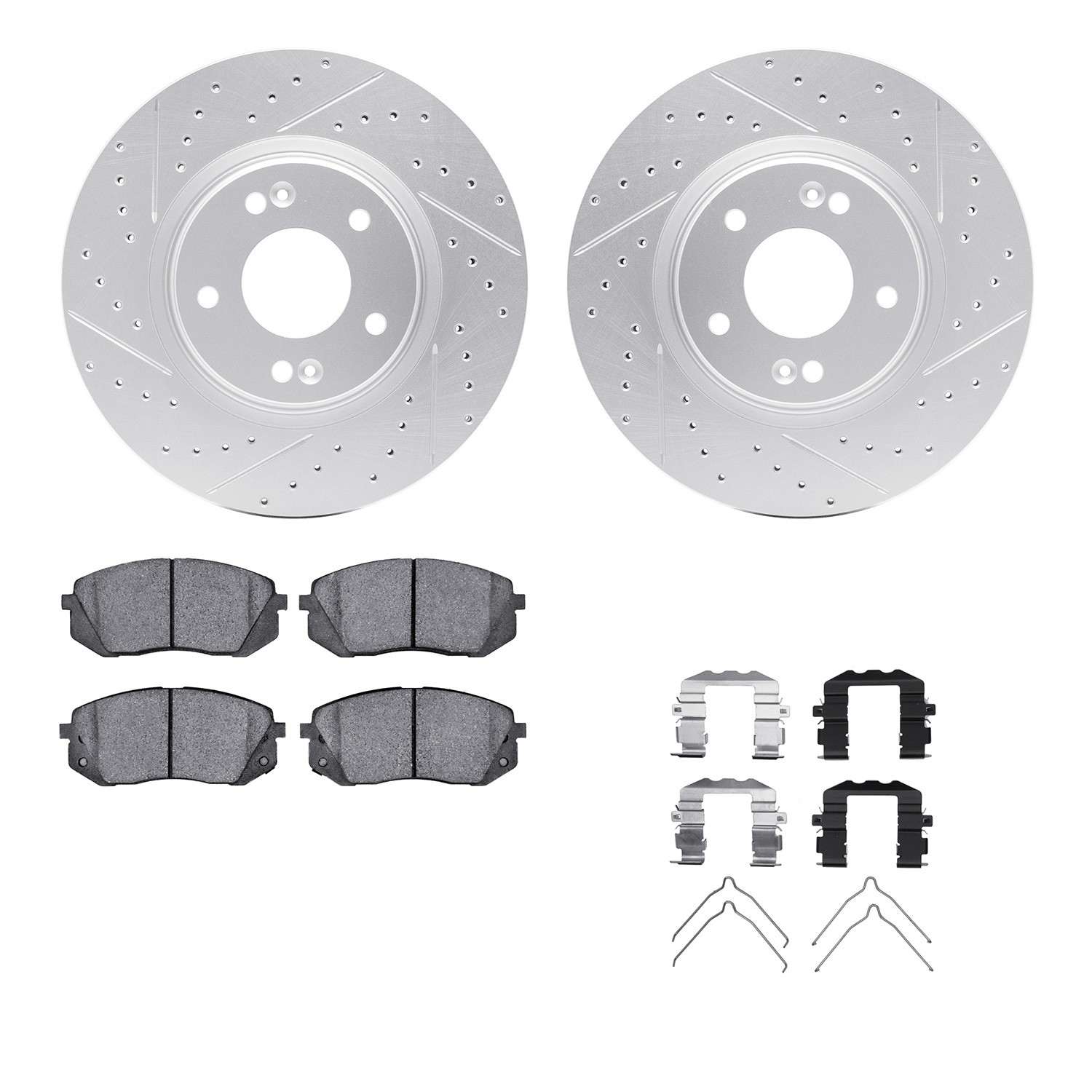 R1 Concepts 17-25 Hyundai Elantra GT Front Drill/Slot Carbon Coated Rotor Set w/Optimum Pads
