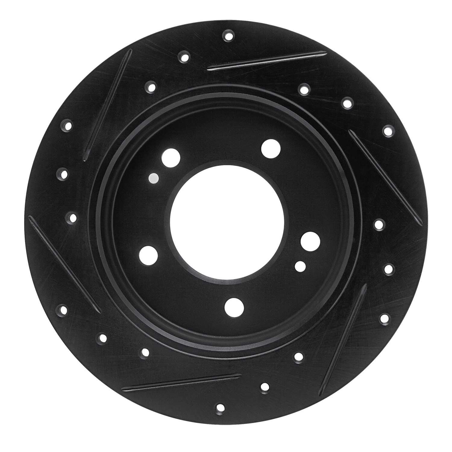 R1 Concepts 17-25 Hyundai Elantra Rear Right Drilled & Slotted Black Brake Rotor - Image 2