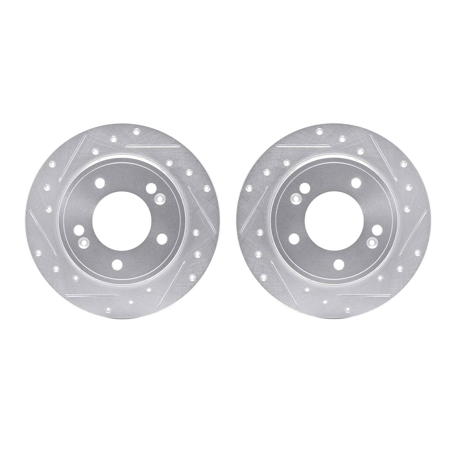 R1 Concepts 17-25 Hyundai Ioniq Rear Drilled & Slotted Silver Brake Rotor Set