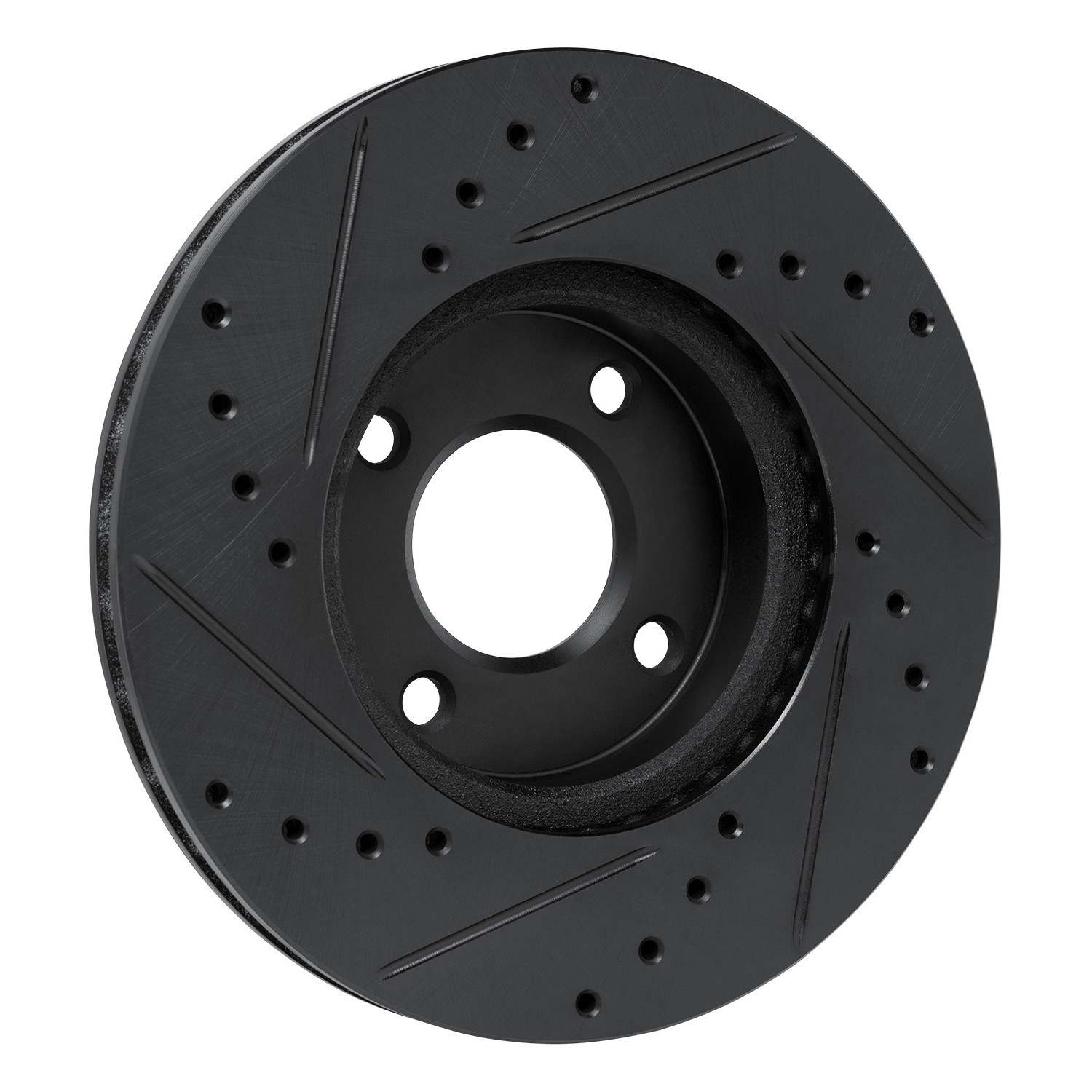R1 Concepts 17-25 Nissan Versa Front Right Drilled & Slotted Black Brake Rotor - Image 2