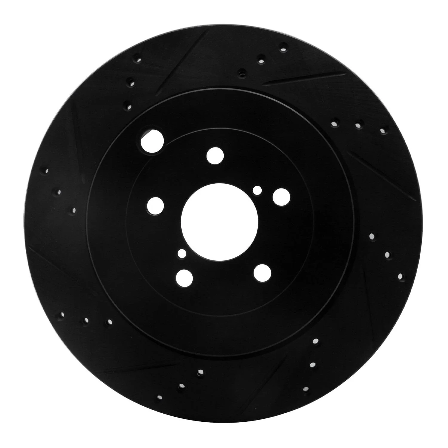 R1 Concepts 17-25 Subaru BRZ Rear Left Drilled & Slotted Black Brake Rotor