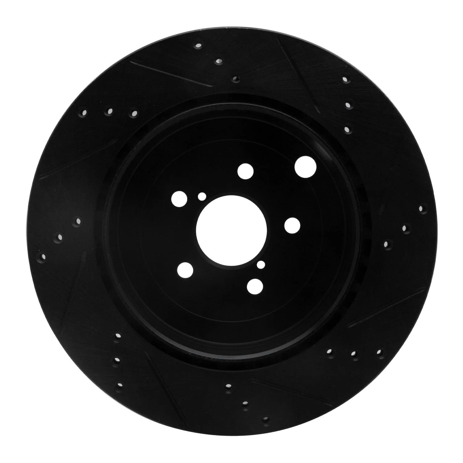R1 Concepts 17-25 Subaru BRZ Rear Left Drilled & Slotted Black Brake Rotor - Image 2